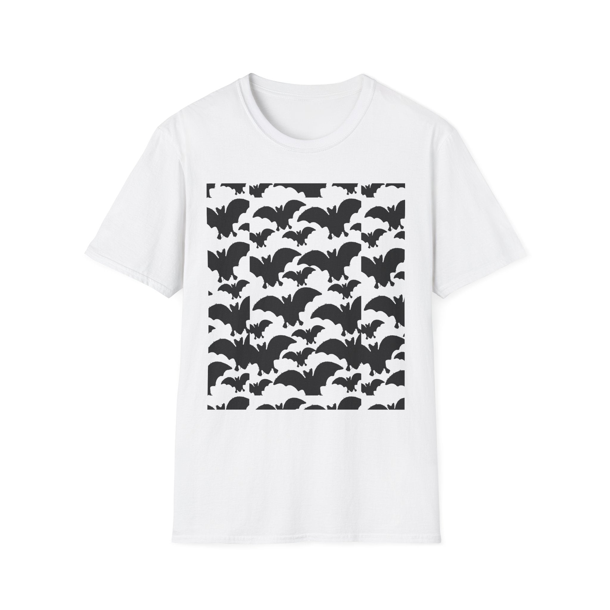 Bat Pattern T‑Shirt — Halloween Flying Bats Graphic Tee