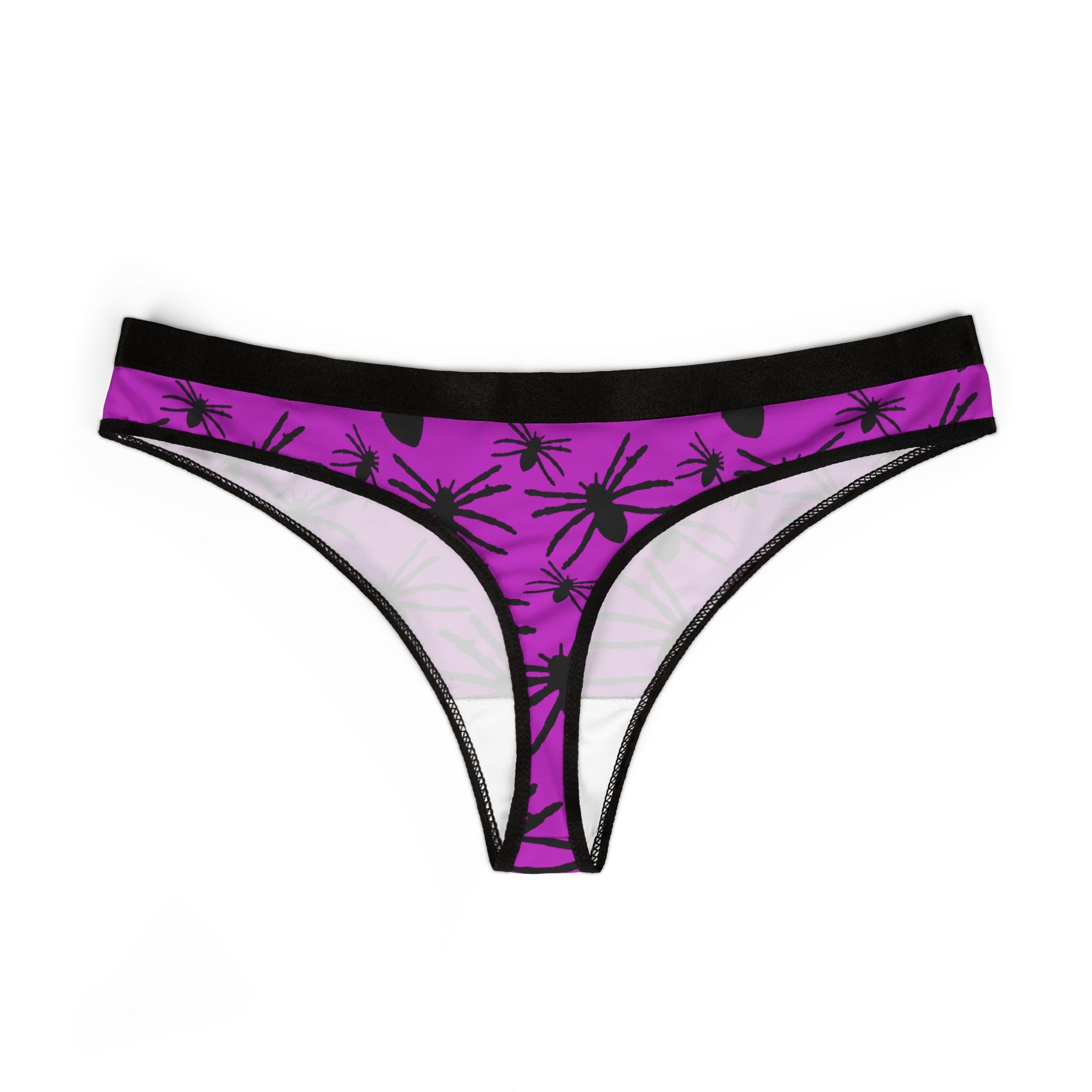Women's Spider Print Thong - Purple Halloween Lingerie