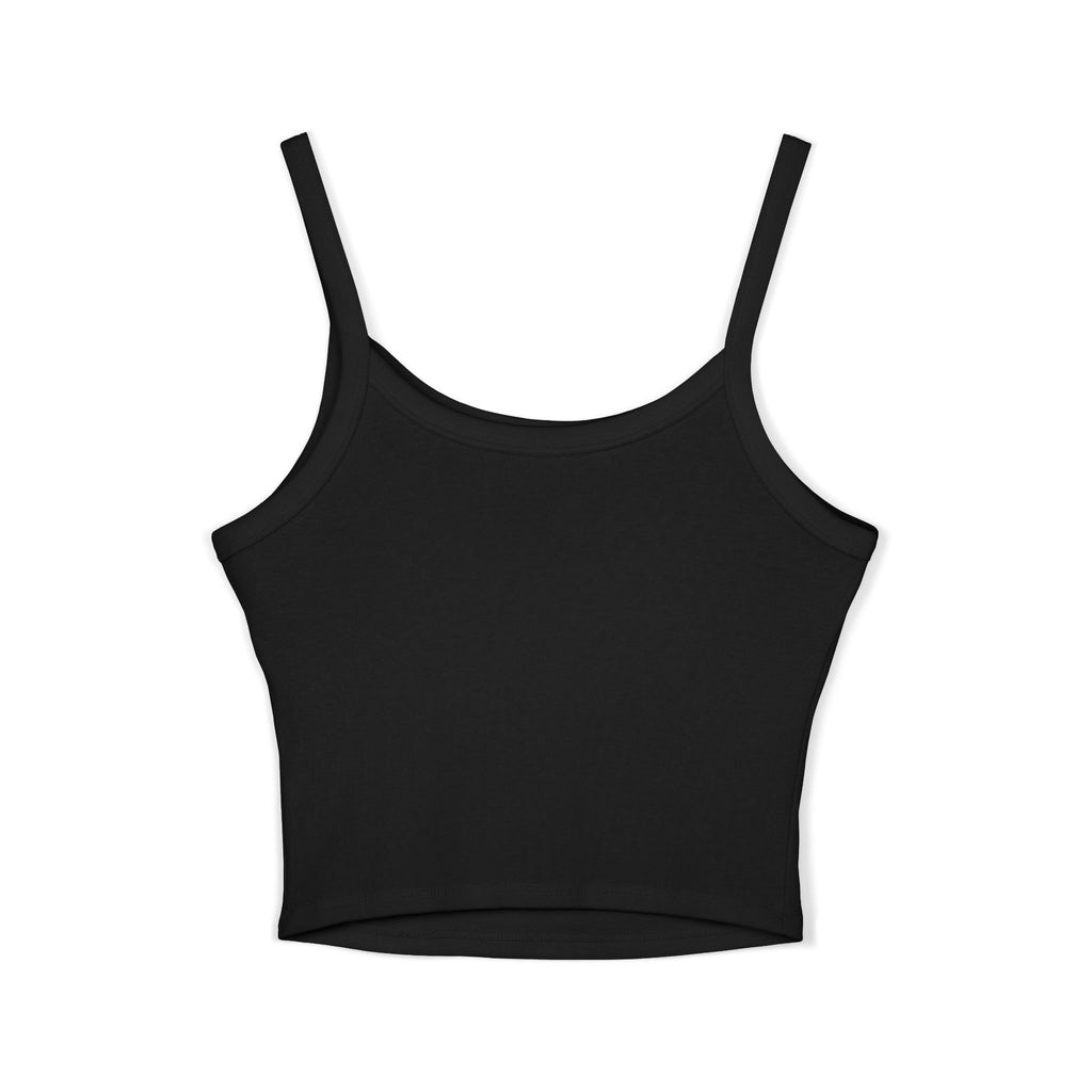 Geometric Diamond Crop Tank Top — Black Spaghetti Strap Graphic