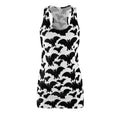 Bat Pattern Racerback Dress — Black & White Gothic Halloween Sundress