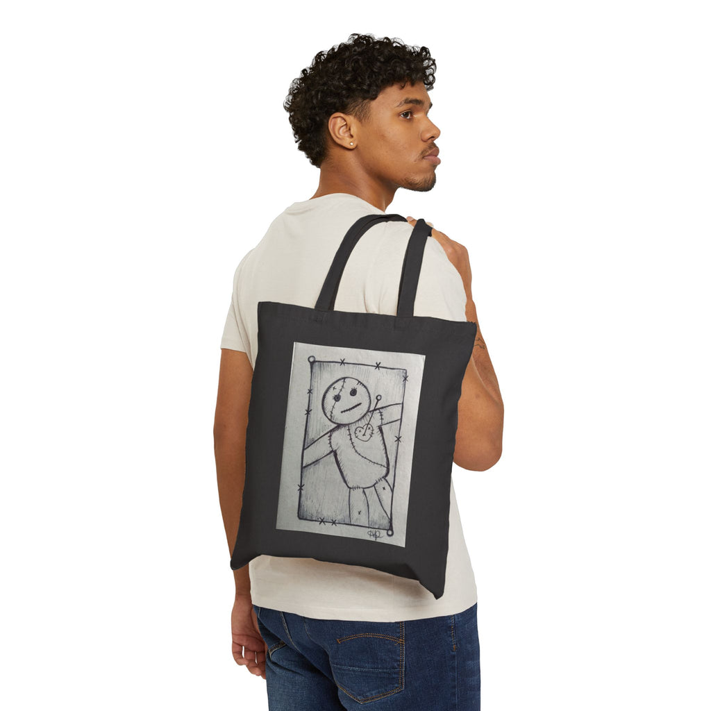 Canvas Tote — Smiley Line Art Sketch Tote Bag