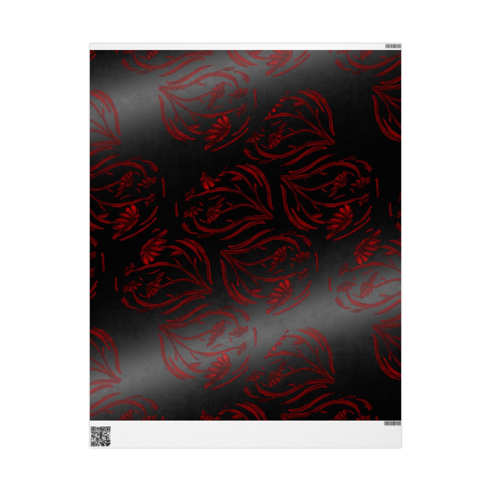 Dark Red Floral Wrapping Paper – Elegant Rose Pattern Gift Wrap