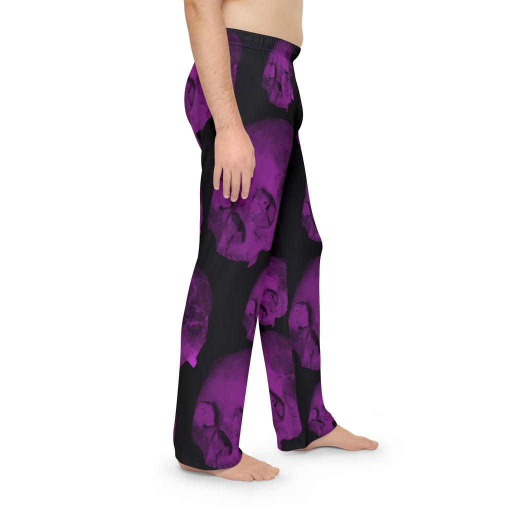 Purple Skull Pajama Pants — Men’s Gothic Sleep Lounge Pants