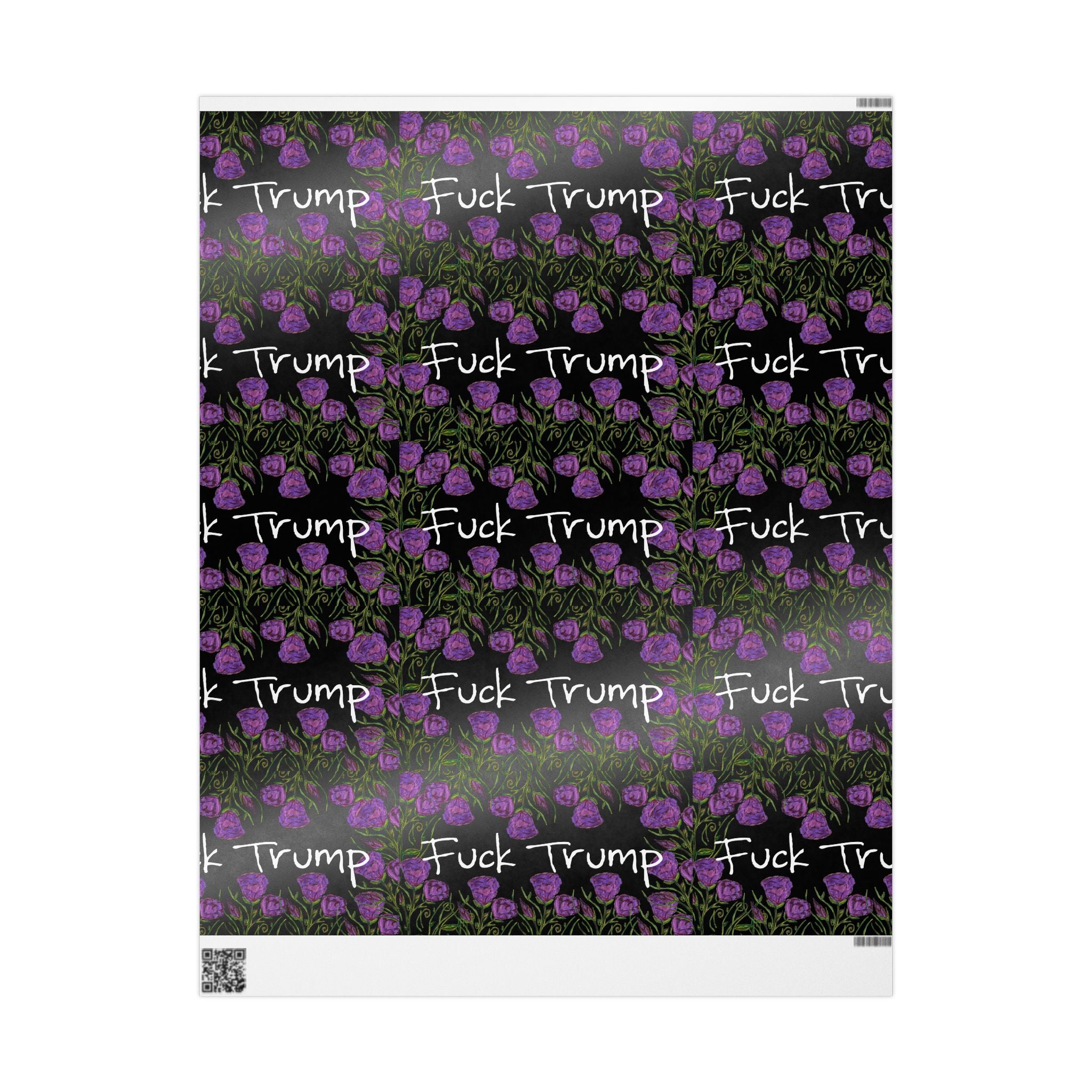 Wrapping Paper — 'Fuck Trump' Purple Roses Pattern
