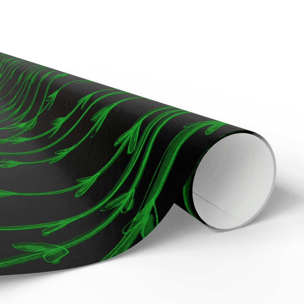Botanical Black & Neon Green Wrapping Paper — Floral Gift Wrap for Gothic, Eco-Chic & Halloween Occasions
