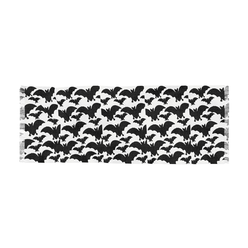 Bat Pattern Light Scarf — Halloween Black & White Lightweight Wrap