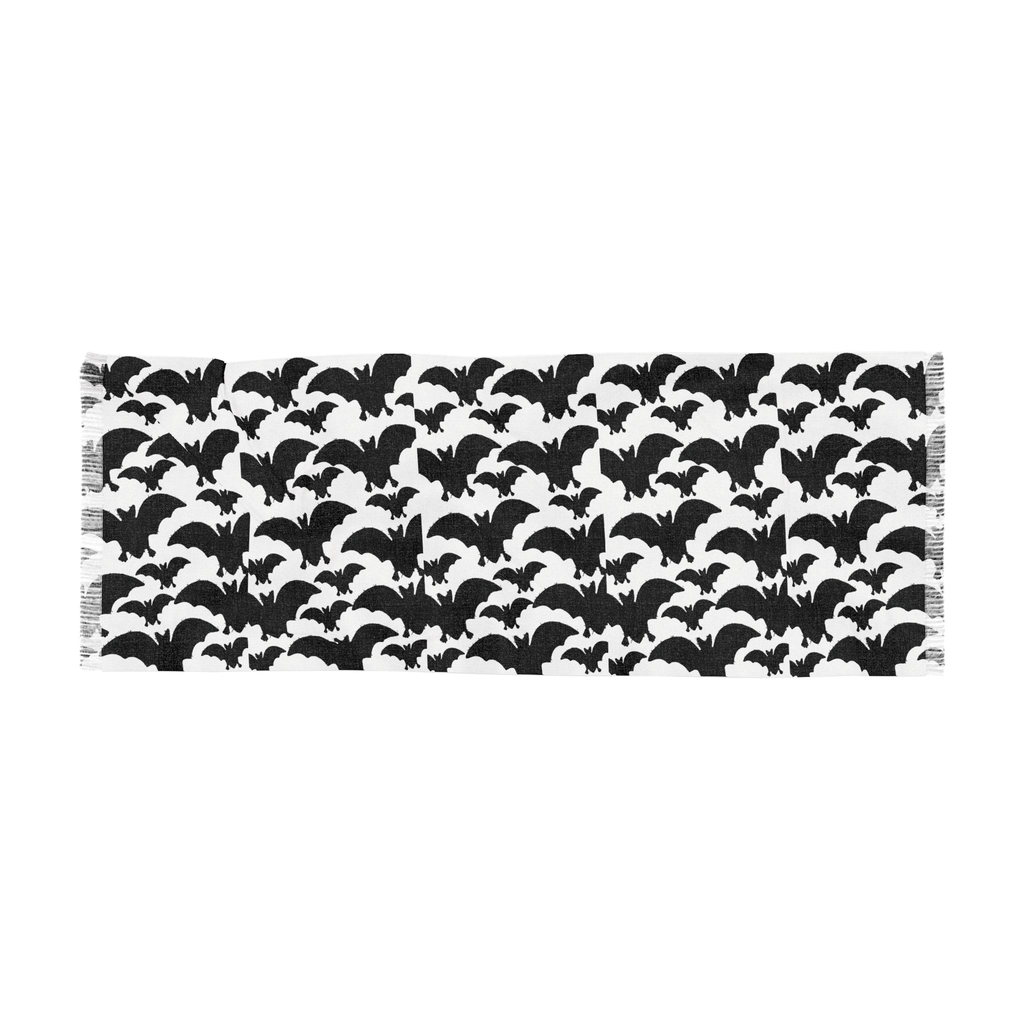 Bat Pattern Light Scarf — Halloween Black & White Lightweight Wrap