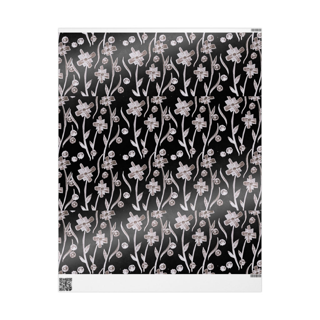 Floral Noir Wrapping Paper — Elegant Black & White Flower Gift Wrap