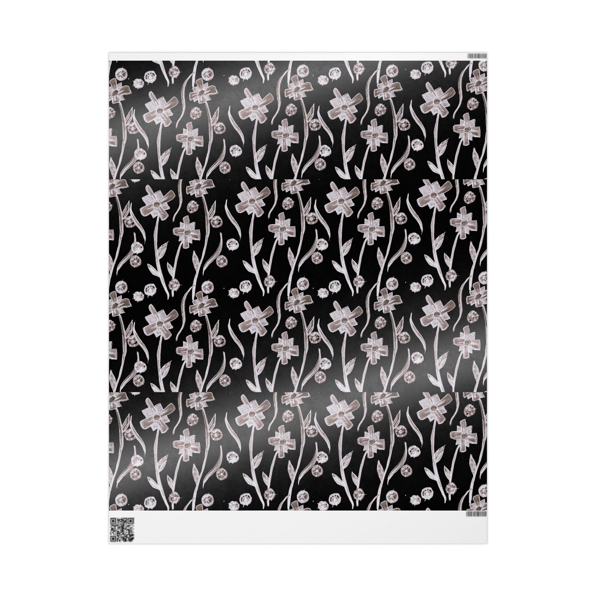 Floral Noir Wrapping Paper — Elegant Black & White Flower Gift Wrap