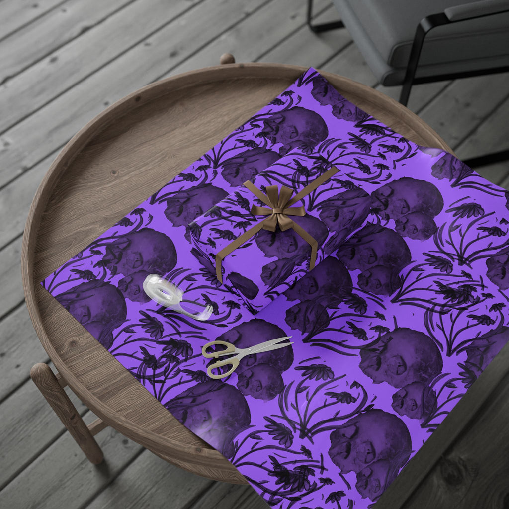 Skull Pattern Wrapping Paper — Purple Gothic Gift Wrap