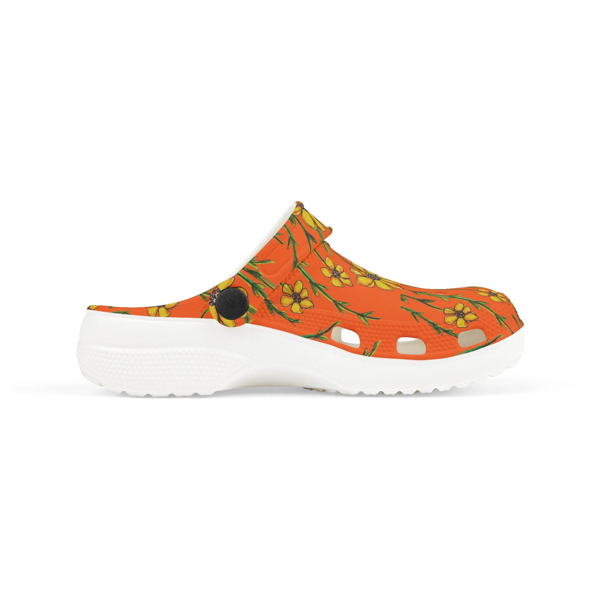 Kids Floral Clogs — Orange Daisy EVA Foam Slip-Ons