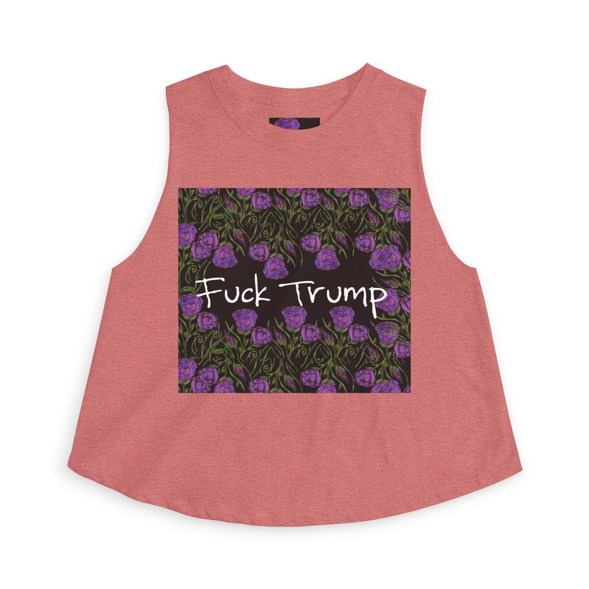 Crop Top - Floral Graphic "Fuck Trump" Protest Tank