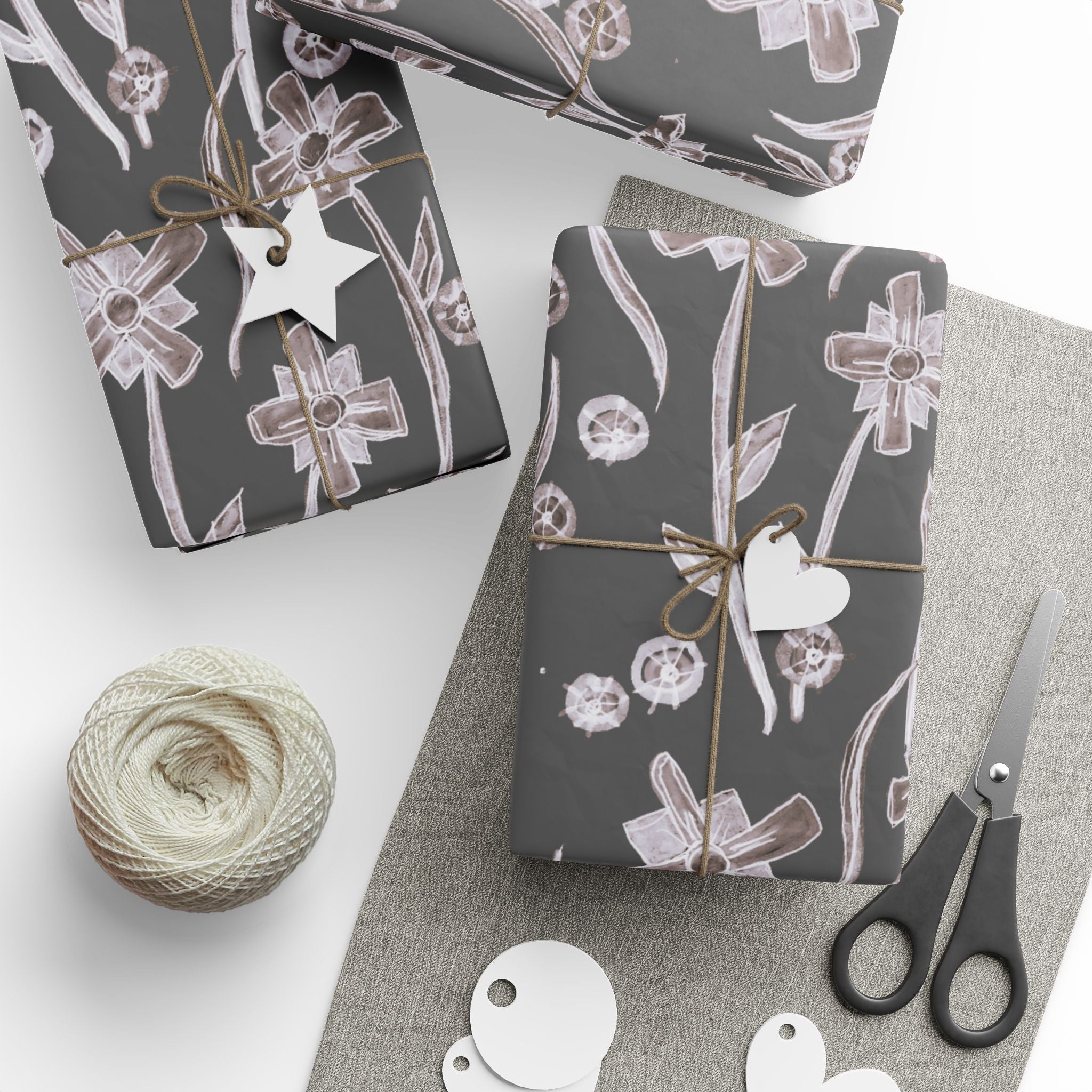 Floral Chalkboard Wrapping Paper – Elegant Hand-Drawn Blossom Gift Wrap