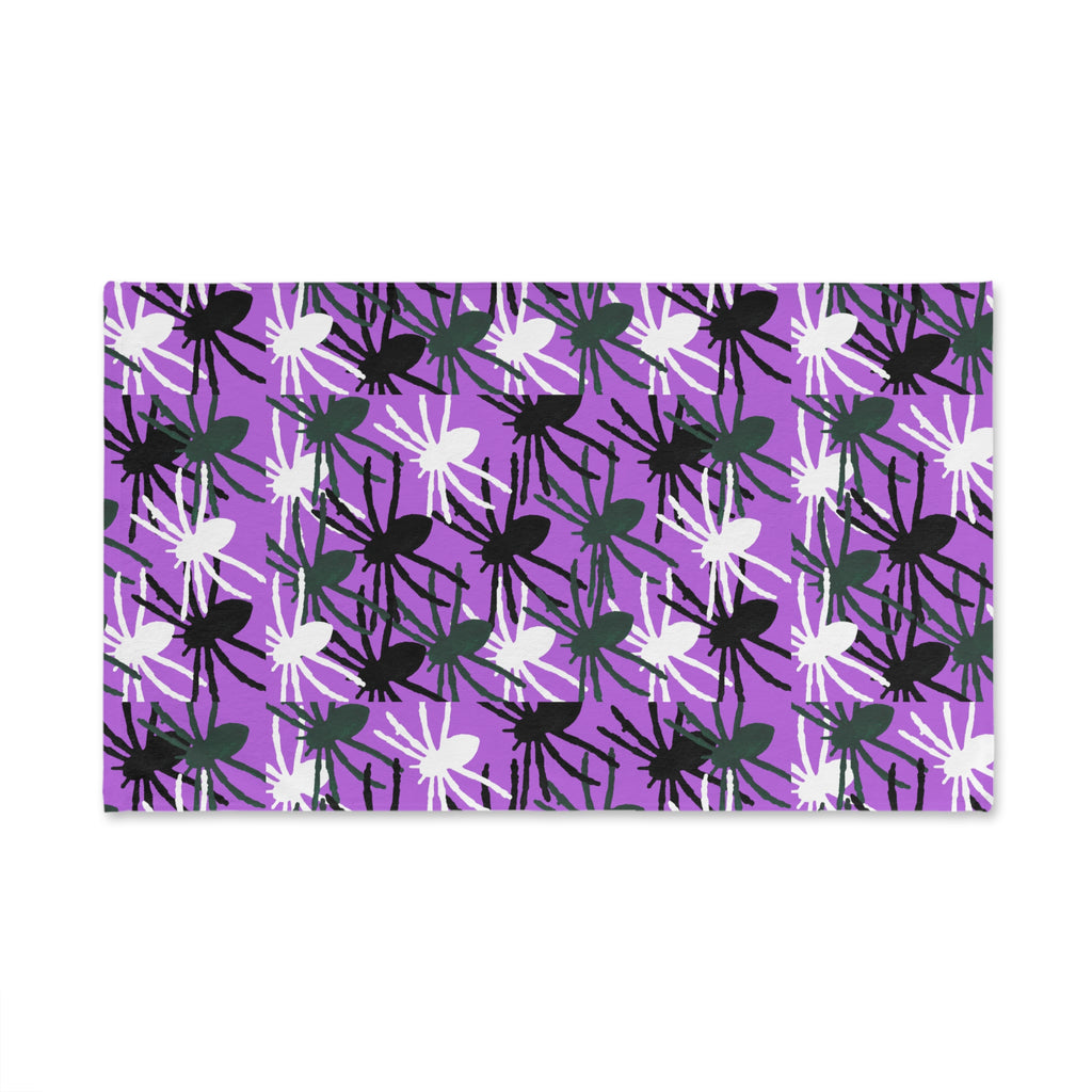 Purple Spider Pattern Hand Towel — Halloween Decorative Tea Towel