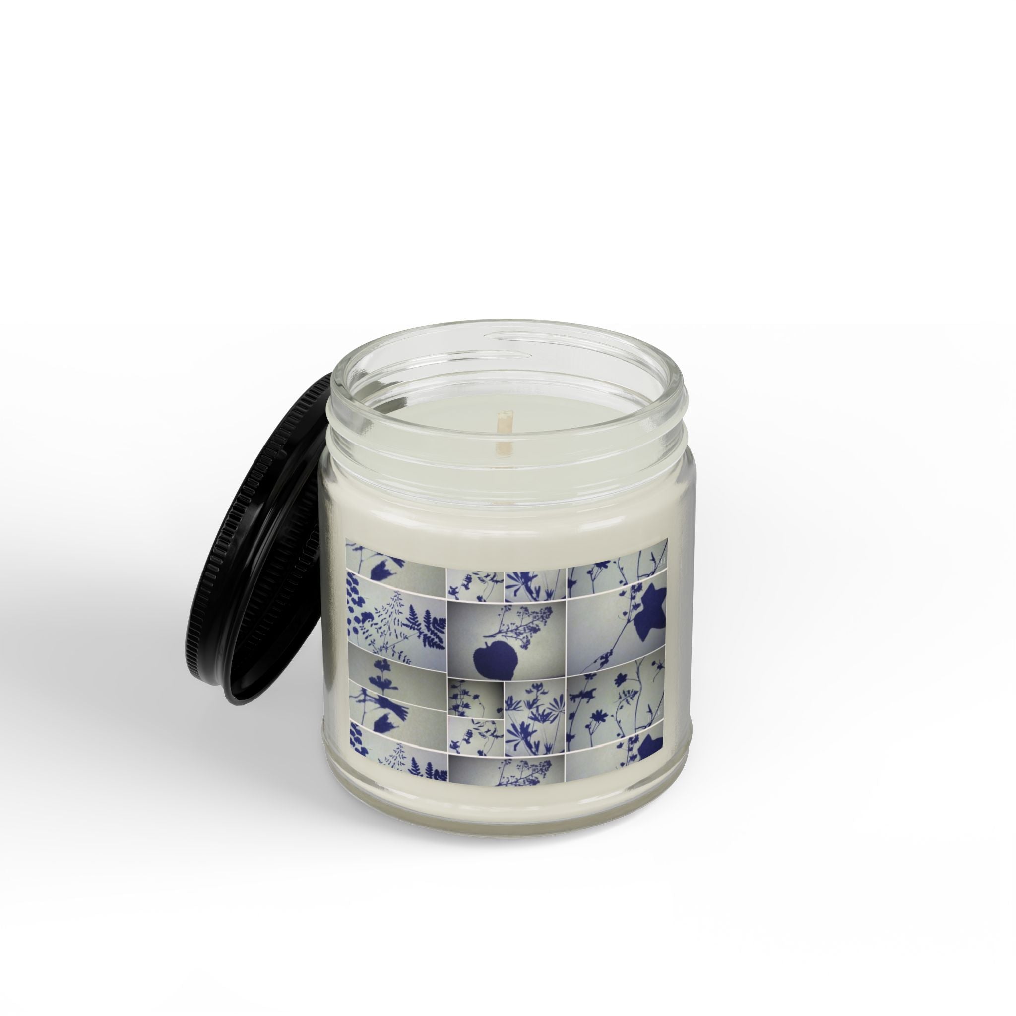 Soy Candle — Blue Floral Patchwork Scented Jar (4oz & 9oz)
