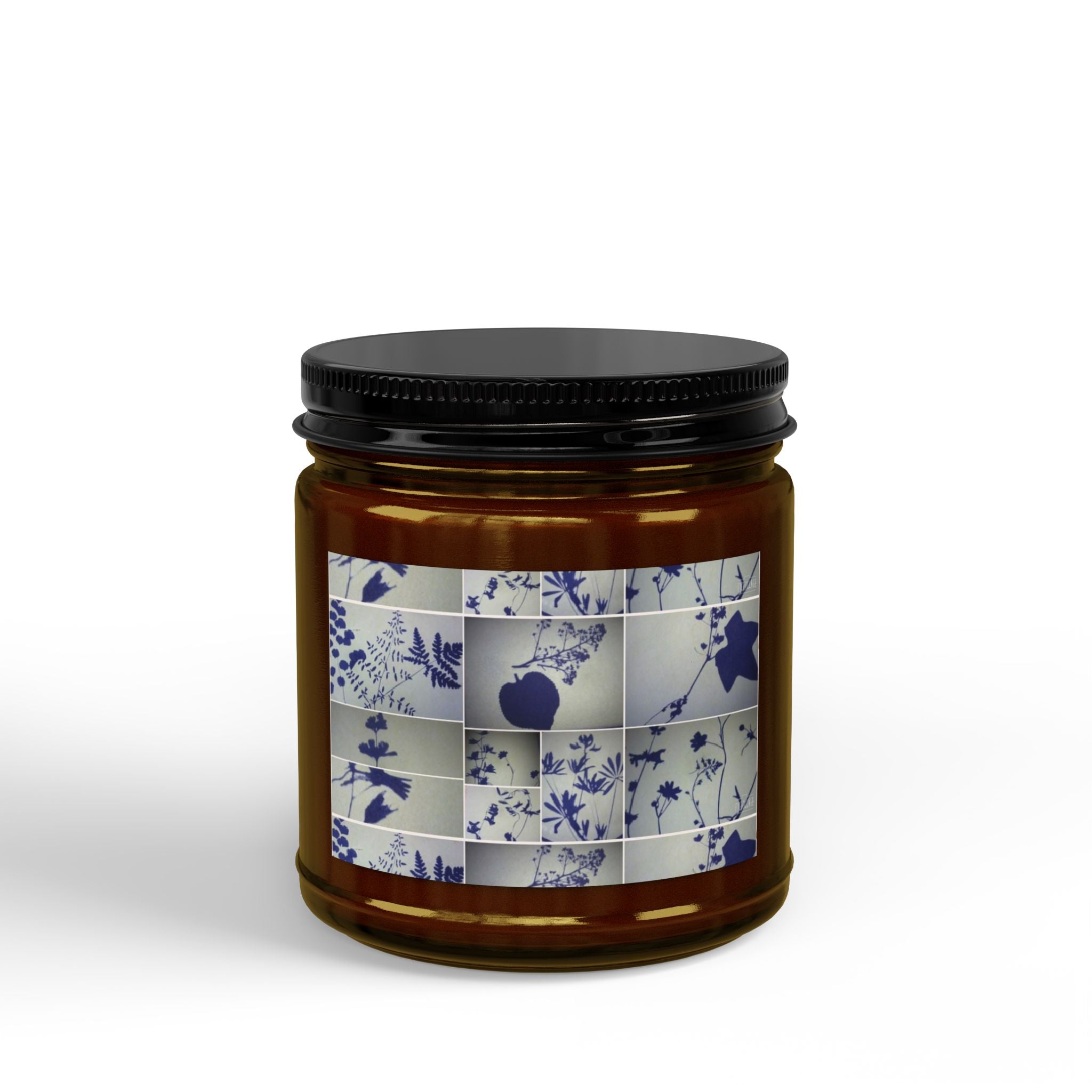 Soy Candle — Blue Floral Patchwork Scented Jar (4oz & 9oz)