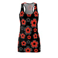 Red & Gray Floral Racerback Dress — Bold Retro Flower Print