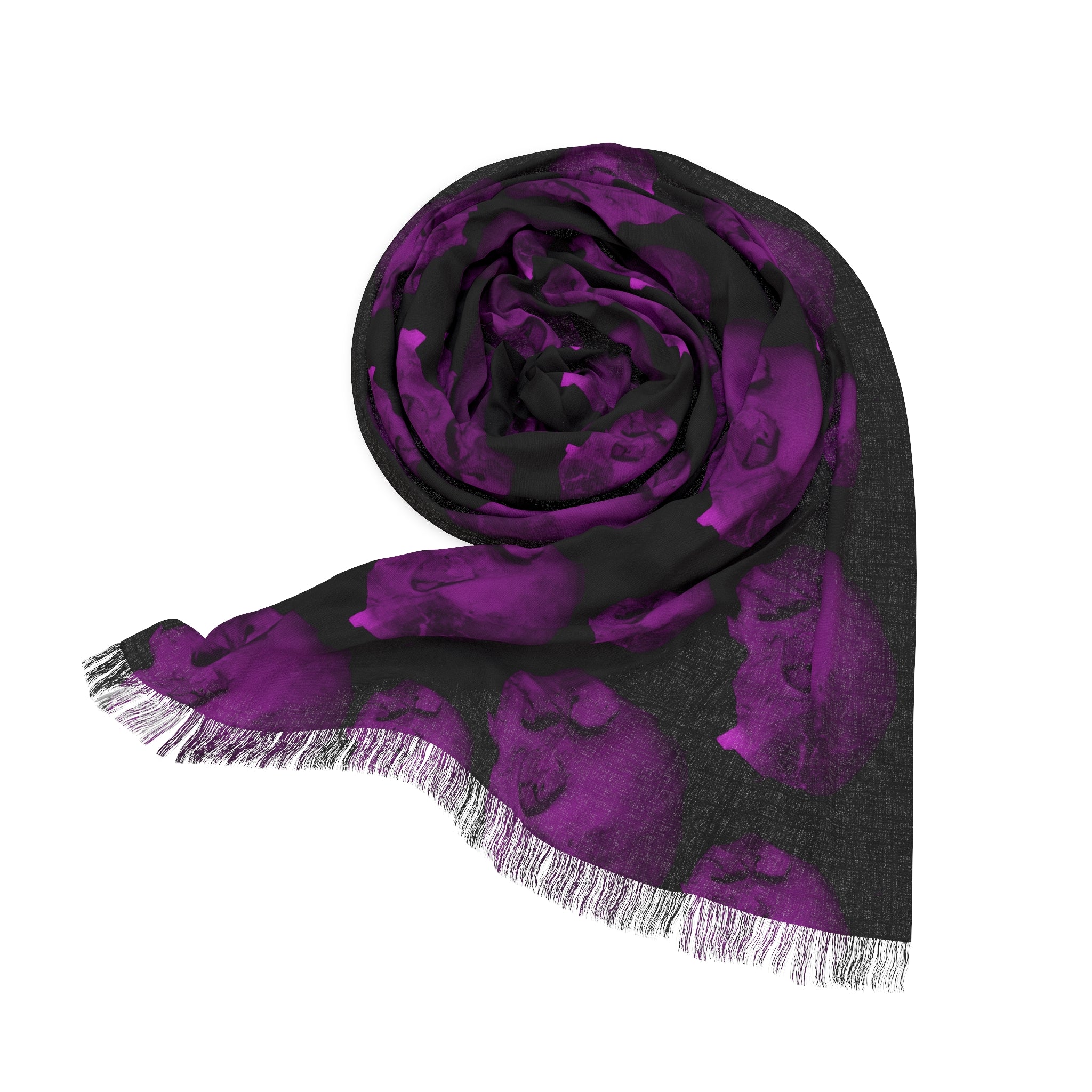 Purple Skull Pattern Scarf — Gothic Lightweight Fashion Accessory