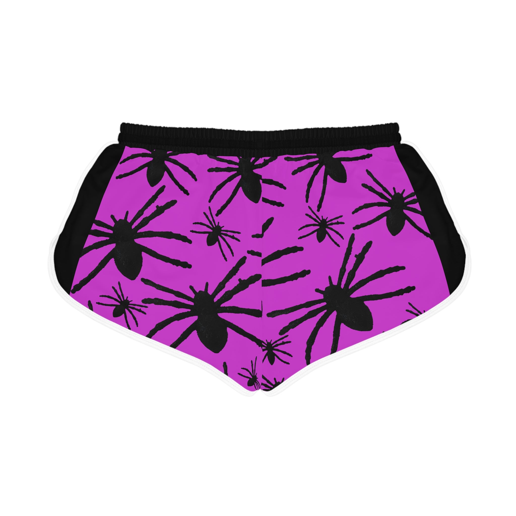 Spooky Spider Print Women's Relaxed Shorts — Purple Halloween Loungewear