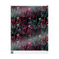 Floral Neon Stems Gift Wrap — Rainbow Wildflower Wrapping Paper on Black