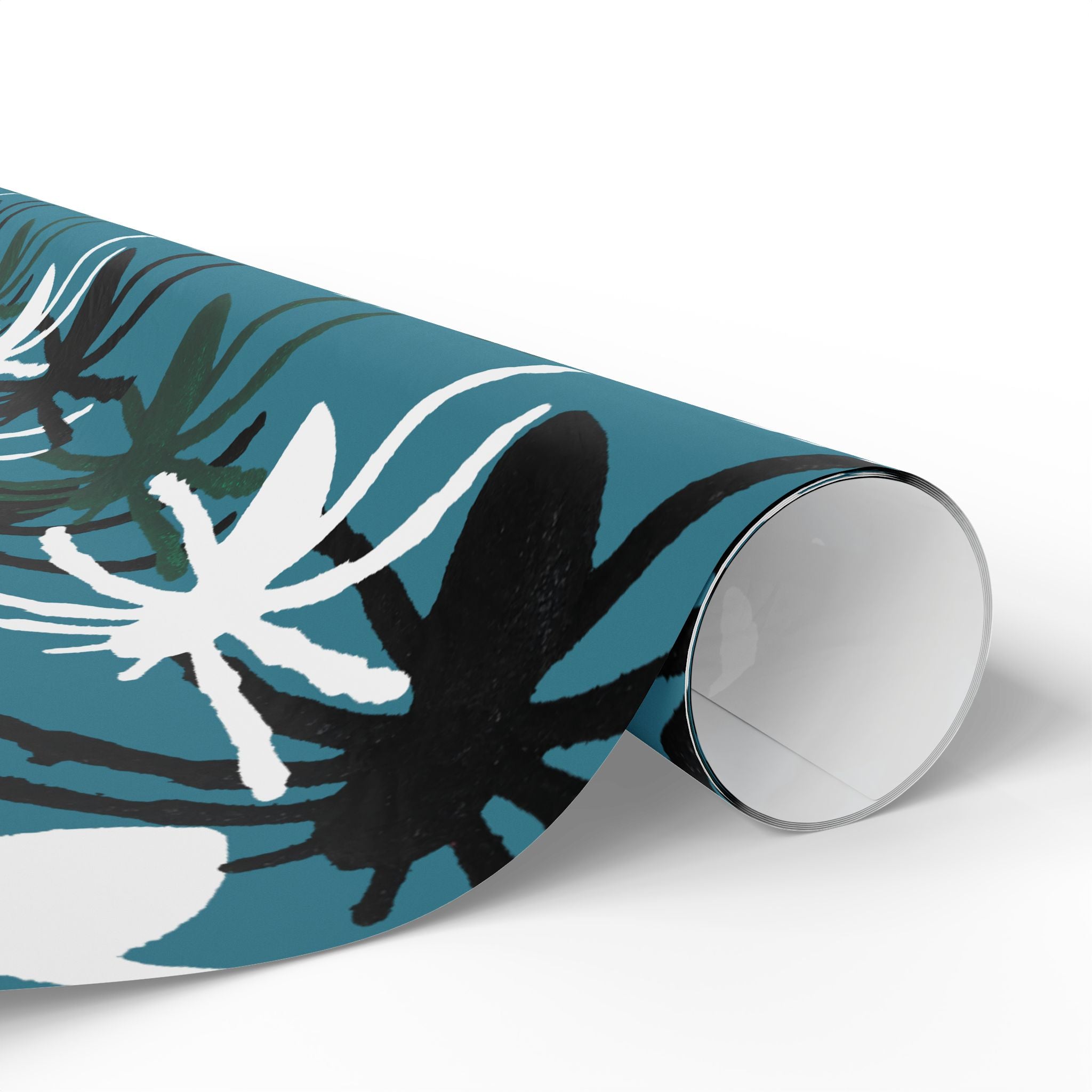 Teal Floral Gift Wrap — Modern Abstract Flower Wrapping Paper