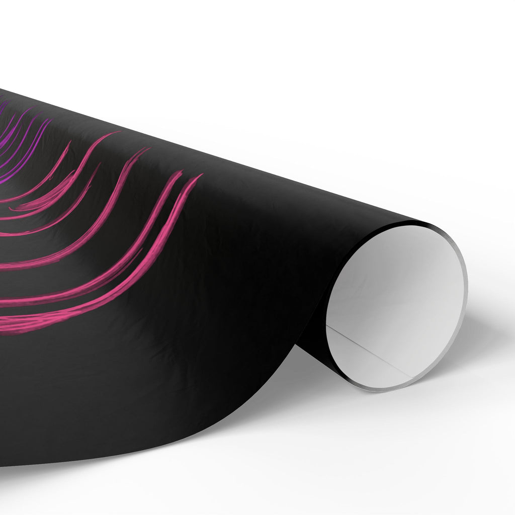 Floral Nightfall Wrapping Paper — Pink & Purple Neon Flowers on Black