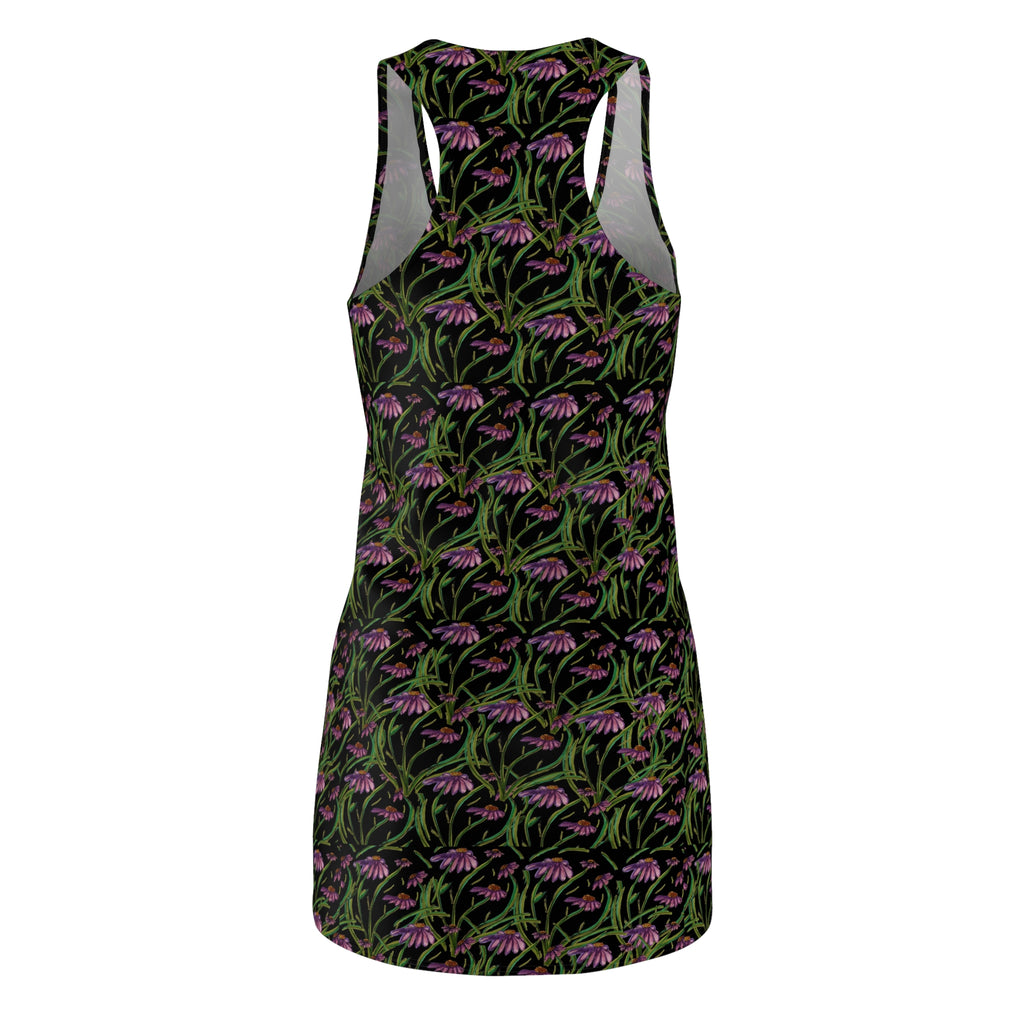 Floral Night Garden Racerback Dress — All-Over Print Botanical Bodycon