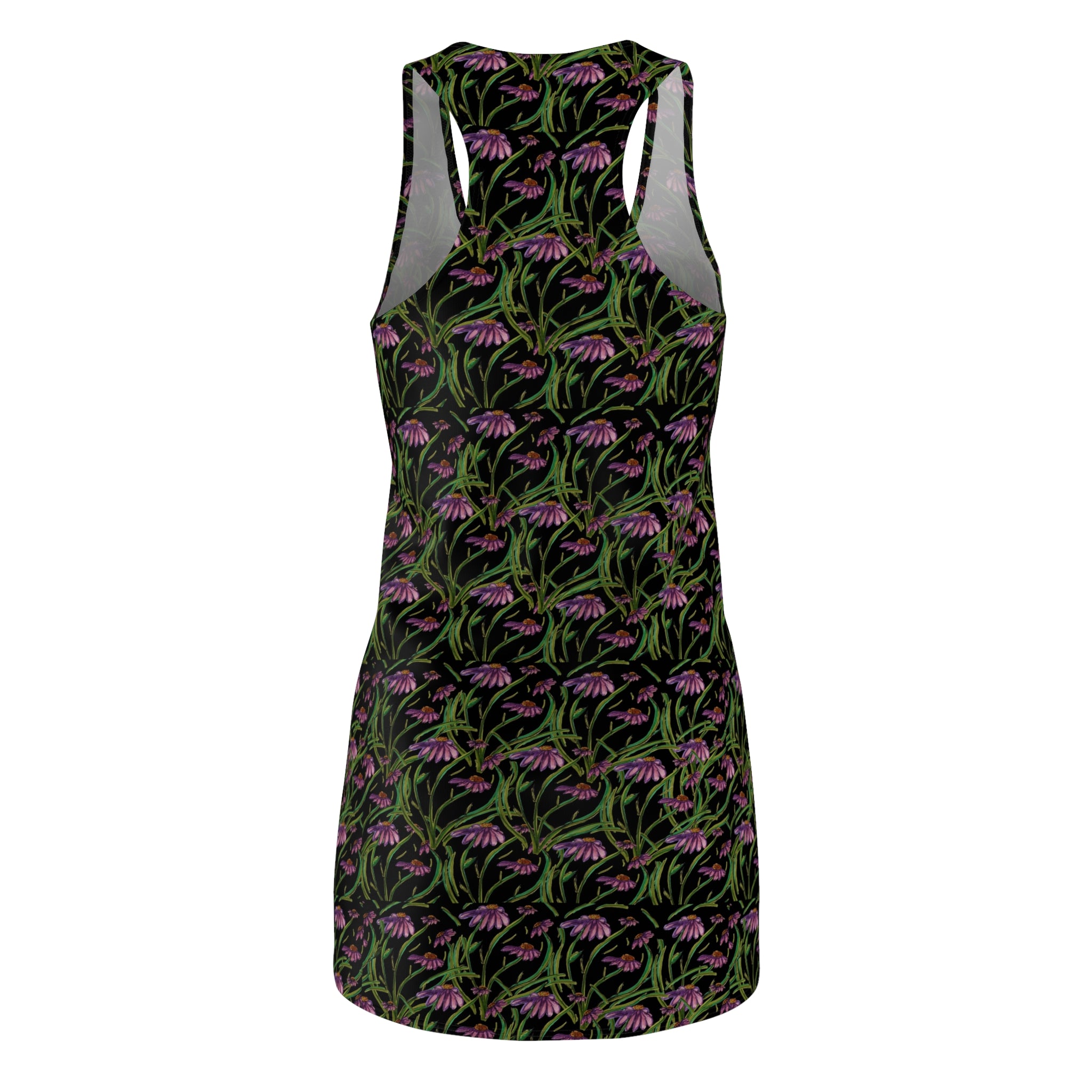 Floral Night Garden Racerback Dress — All-Over Print Botanical Bodycon
