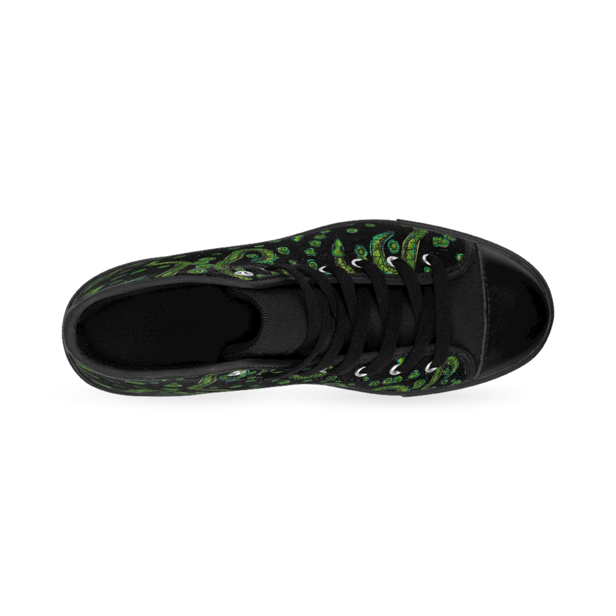 High-Top Sneakers — Green Abstract Swirl Pattern