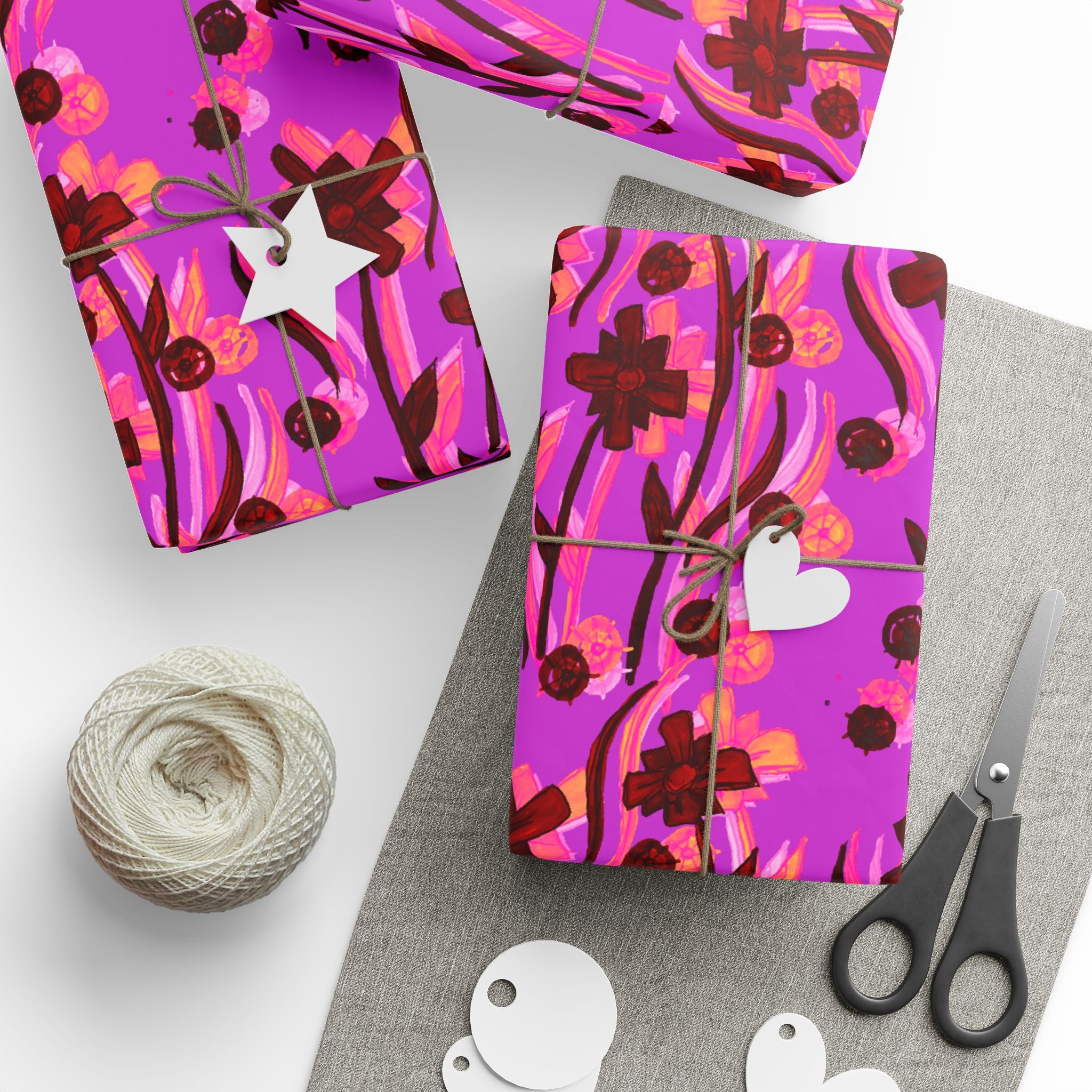 Floral Pink Wrapping Paper — Bold Magenta Flower Gift Wrap