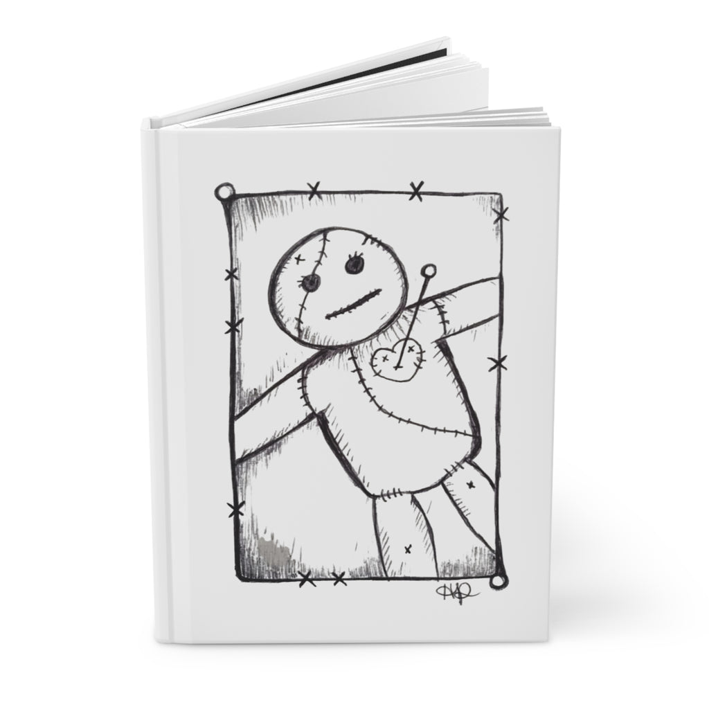 Voodoo Doll Sketch Hardcover Journal — Hand-Drawn Gothic Notebook