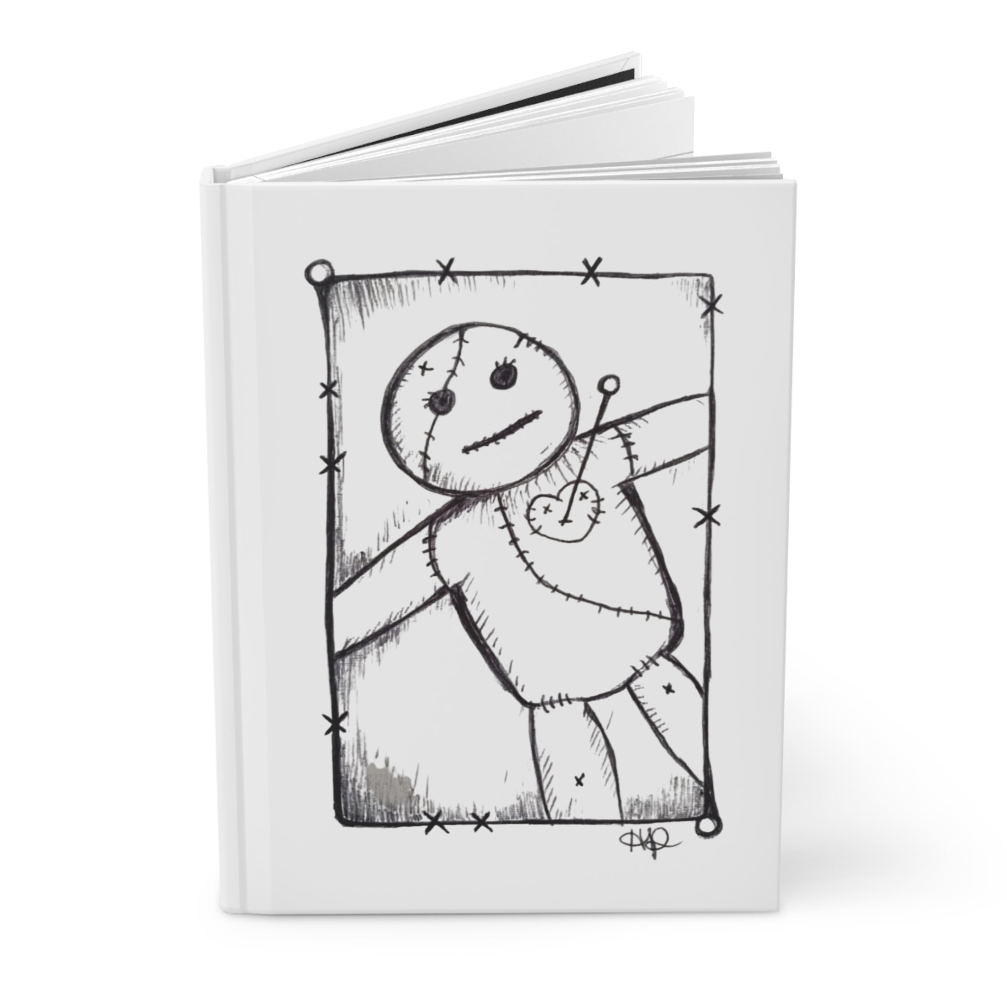 Voodoo Doll Sketch Hardcover Journal — Hand-Drawn Gothic Notebook