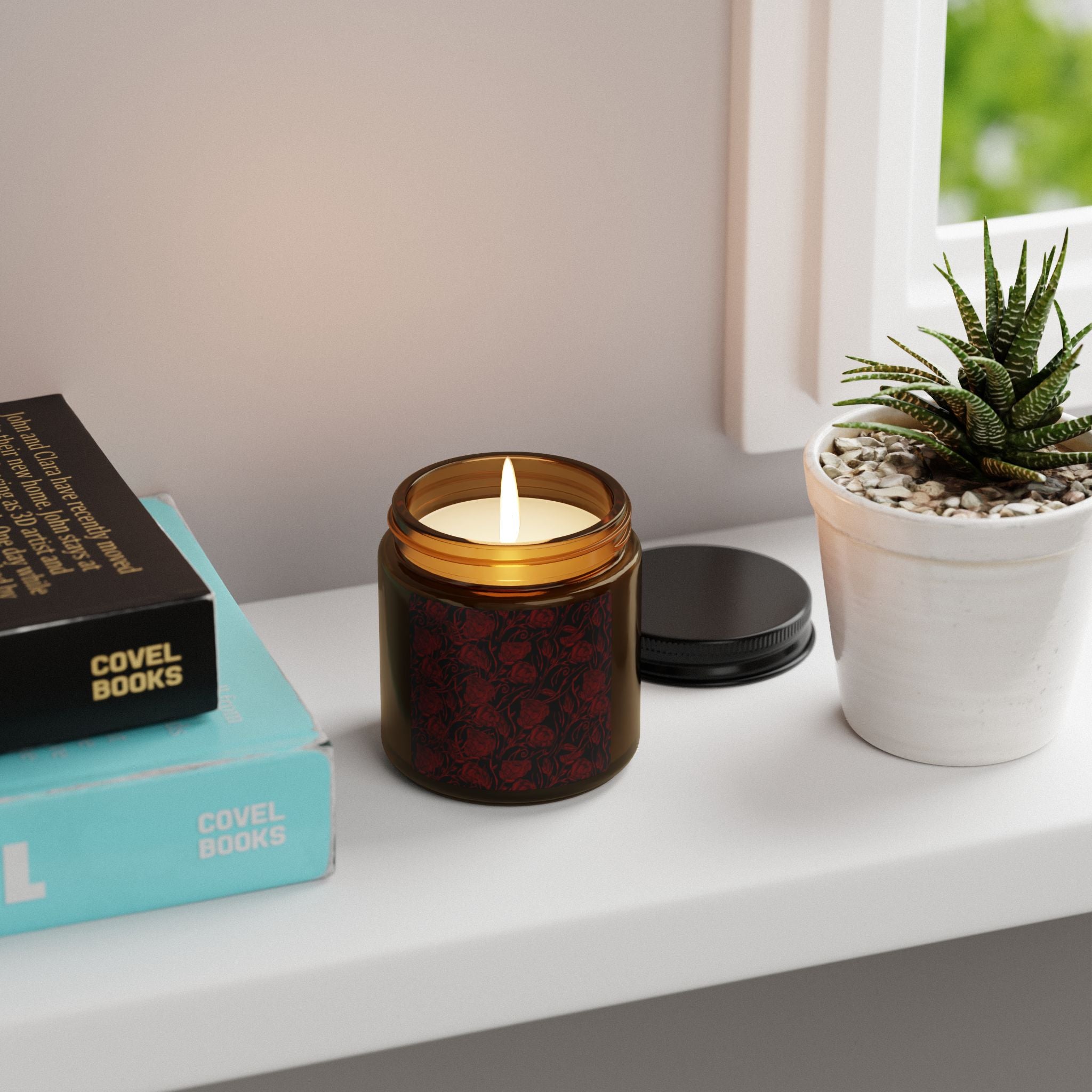 Rose Noir Soy Candle — Amber Jar Scented Candle (Multi-Size)