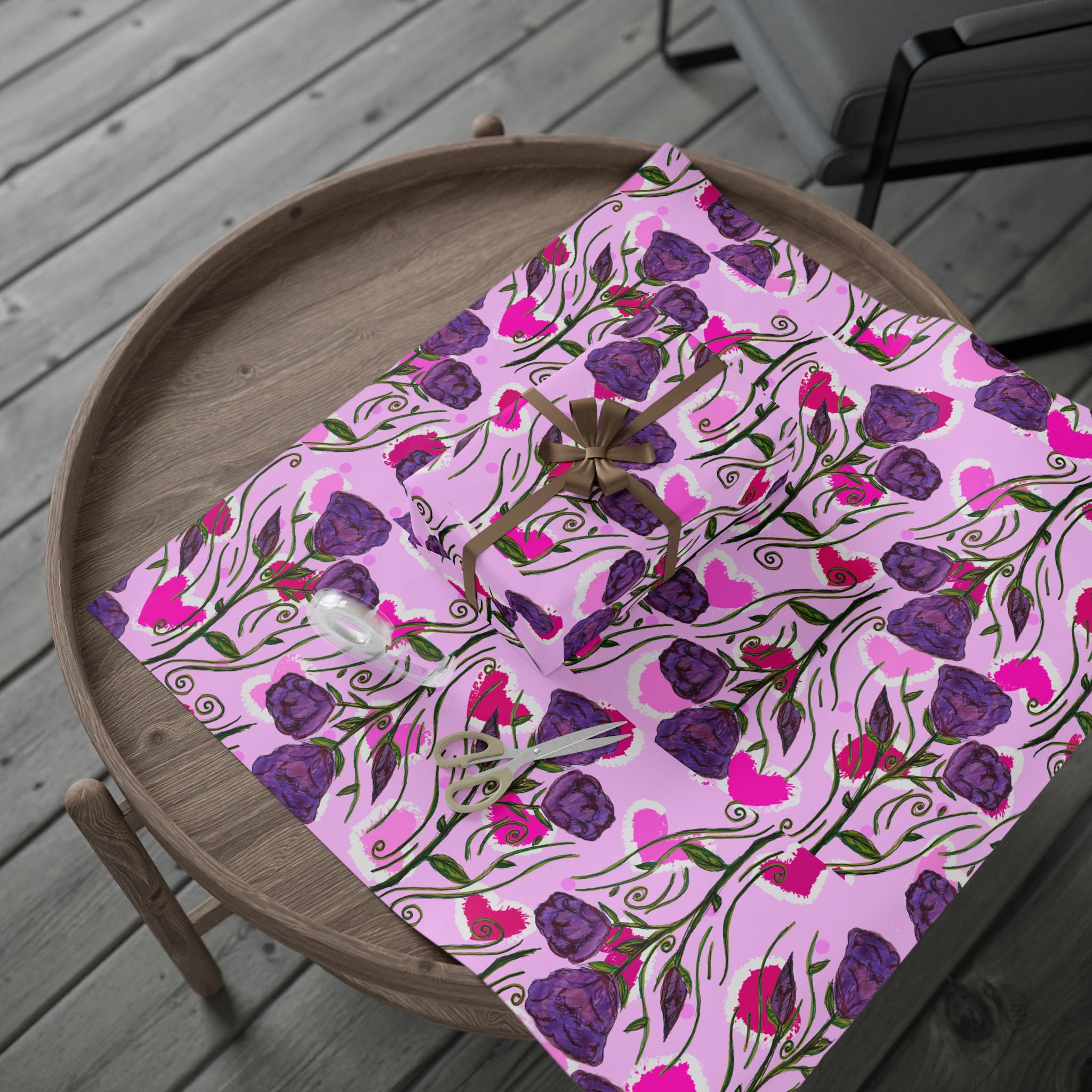 Floral Pink Rose Wrapping Paper – Romantic Gift Wrap for Valentine’s & Birthdays