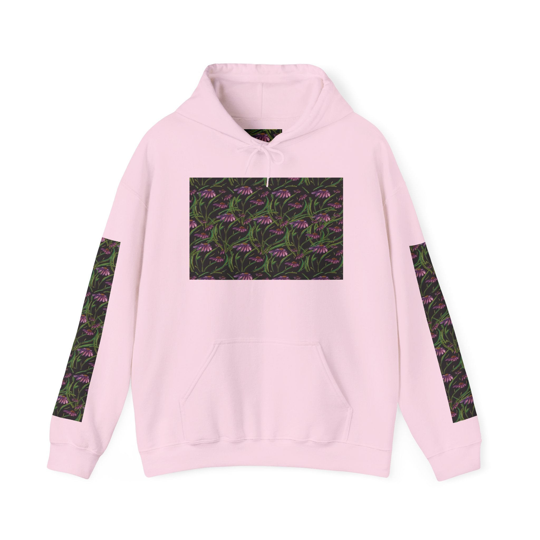 Floral Nightshade Pattern Hoodie — Dark Purple Botanical Print Sweatshirt