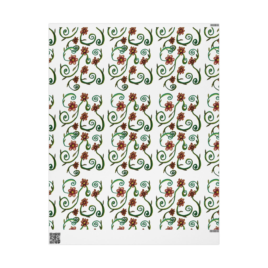 CHARLOTTE SOMETIMES Wrapping Paper Roll — Elegant Green & Rust Botanical Gift Wrap