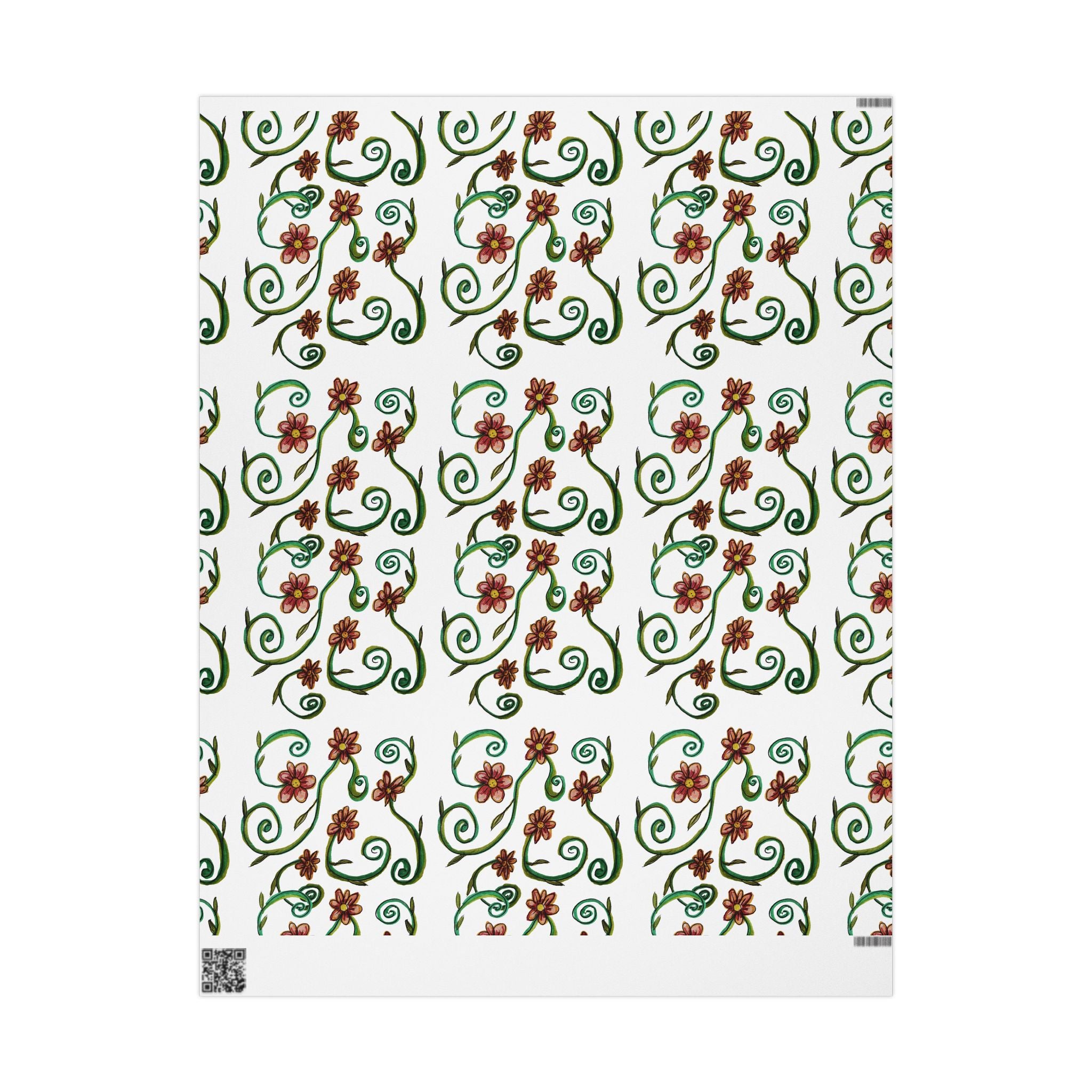 CHARLOTTE SOMETIMES Wrapping Paper Roll — Elegant Green & Rust Botanical Gift Wrap