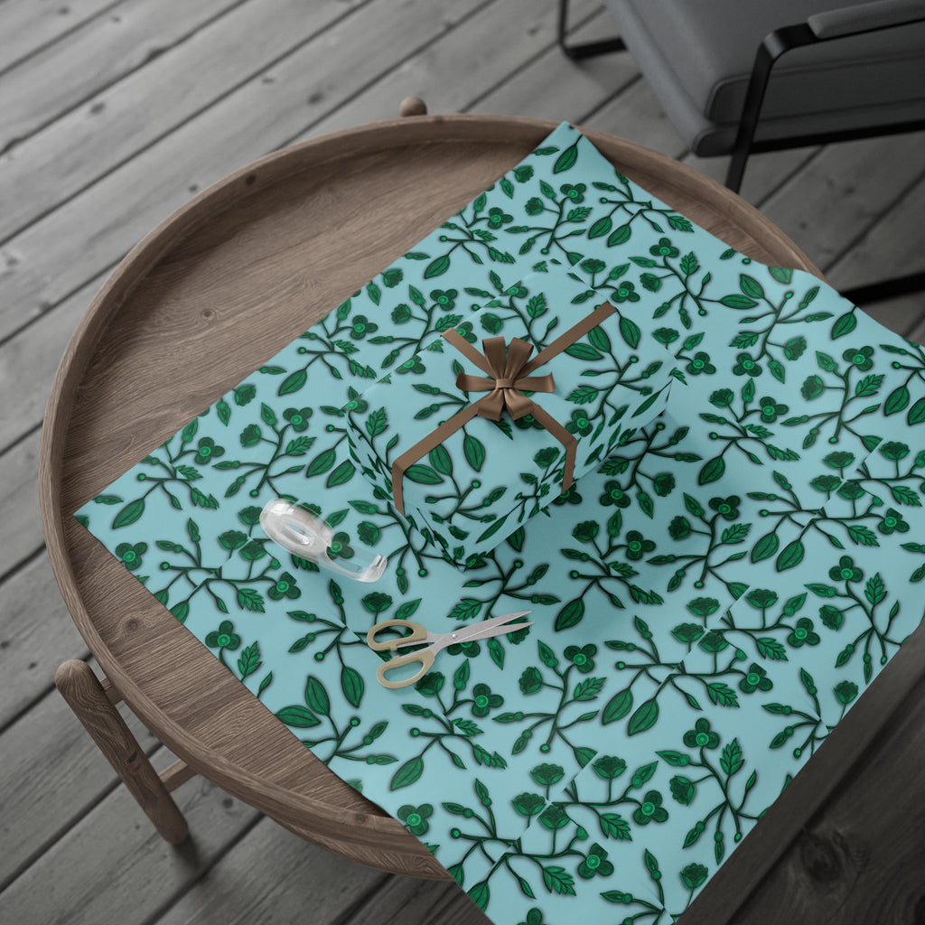 LOST Wrapping Paper — Teal Leaf Gift Wrap