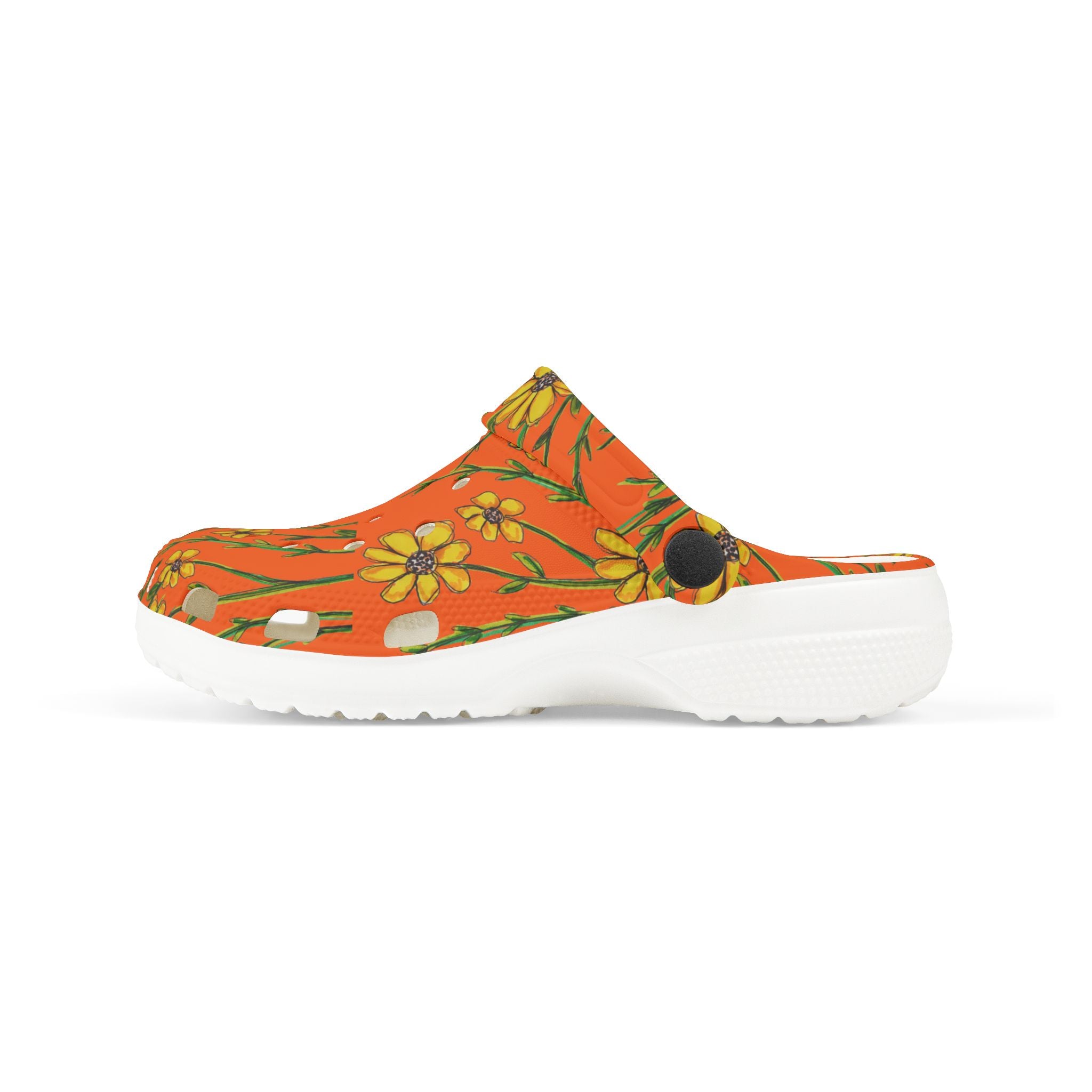 Kids Floral Clogs — Orange Daisy EVA Foam Slip-Ons