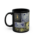Botanical Collage Black Mug — Vintage Pressed Plants & Script 11oz/15oz