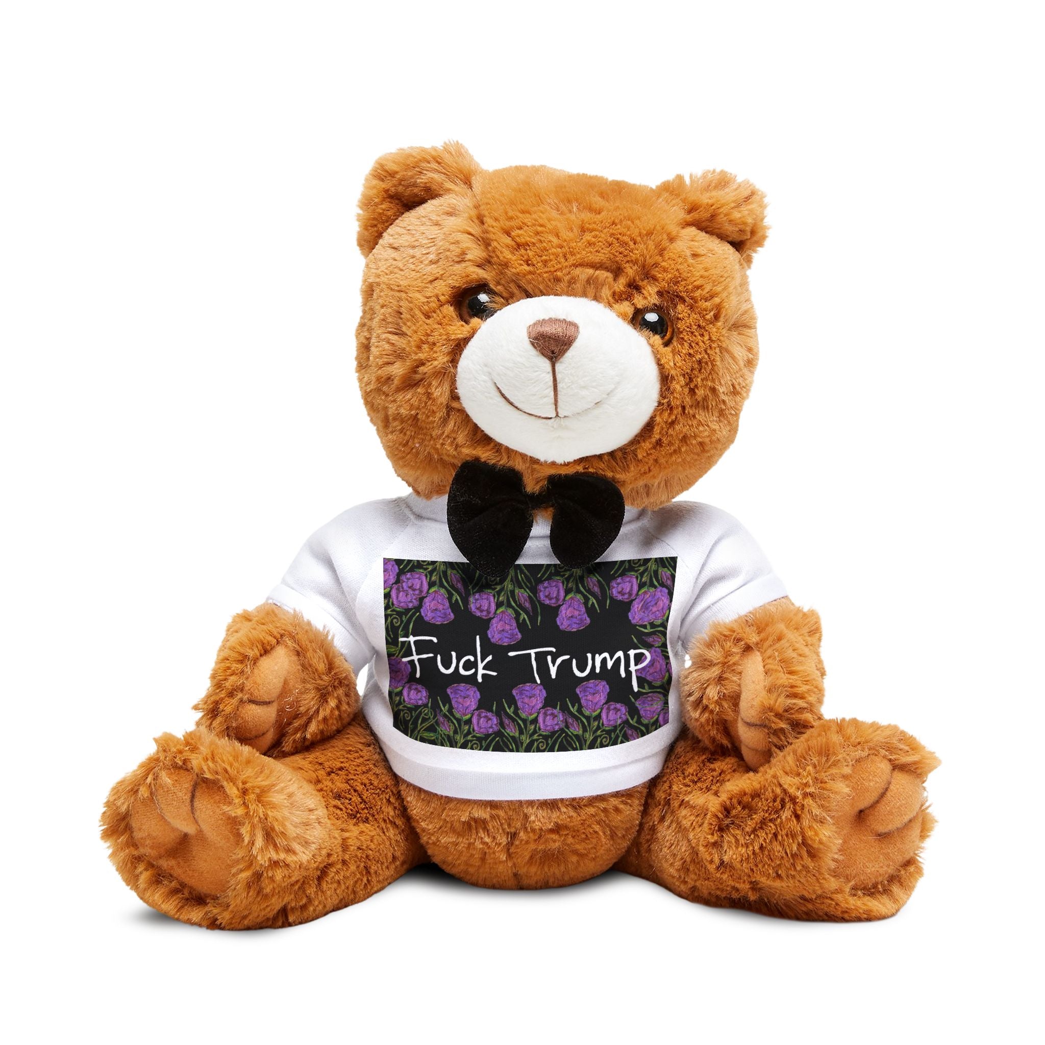 Political Message Teddy Bear with 'Fuck Trump' T-Shirt