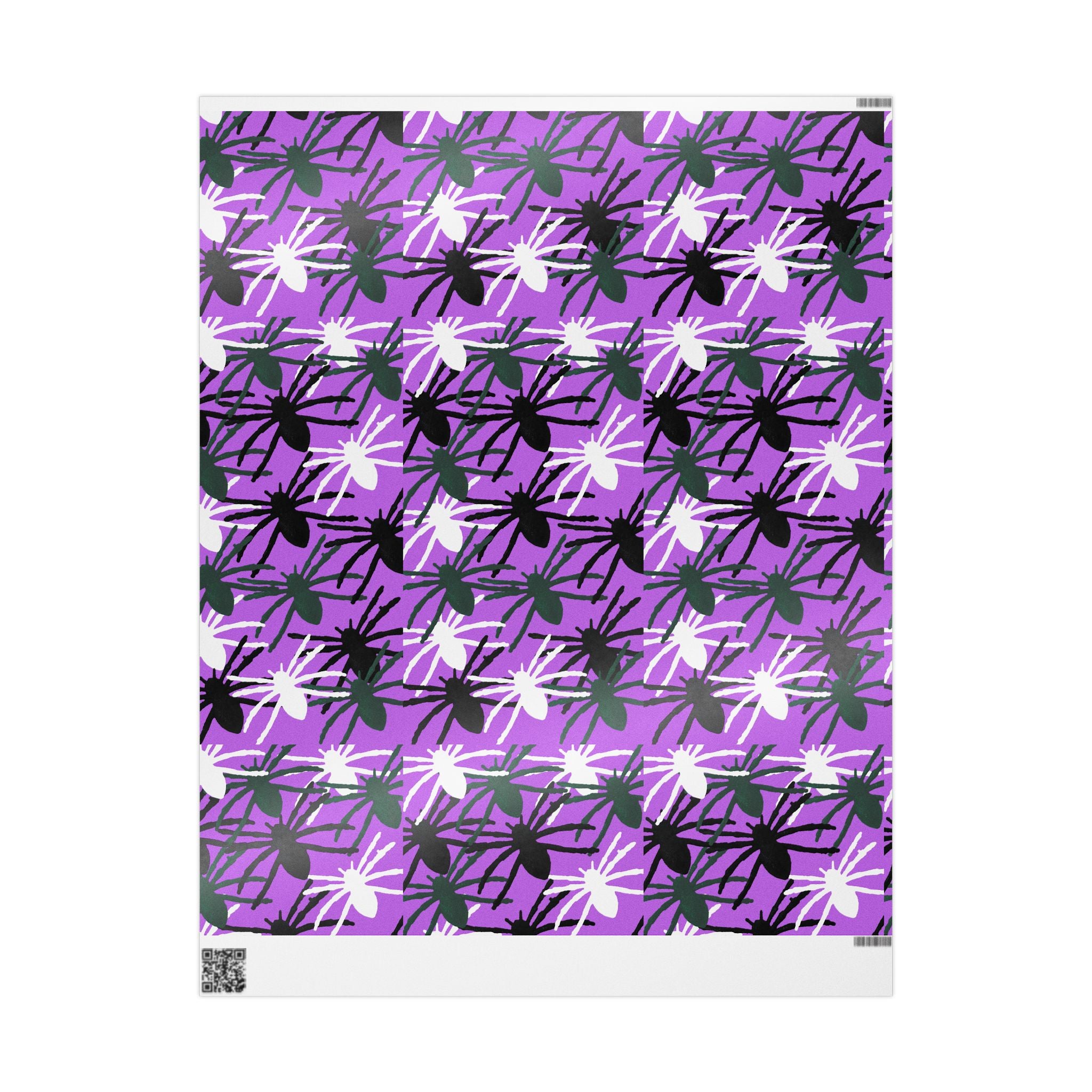 Purple Floral Wrapping Paper Roll — Bold Black & White Flower Gift Wrap