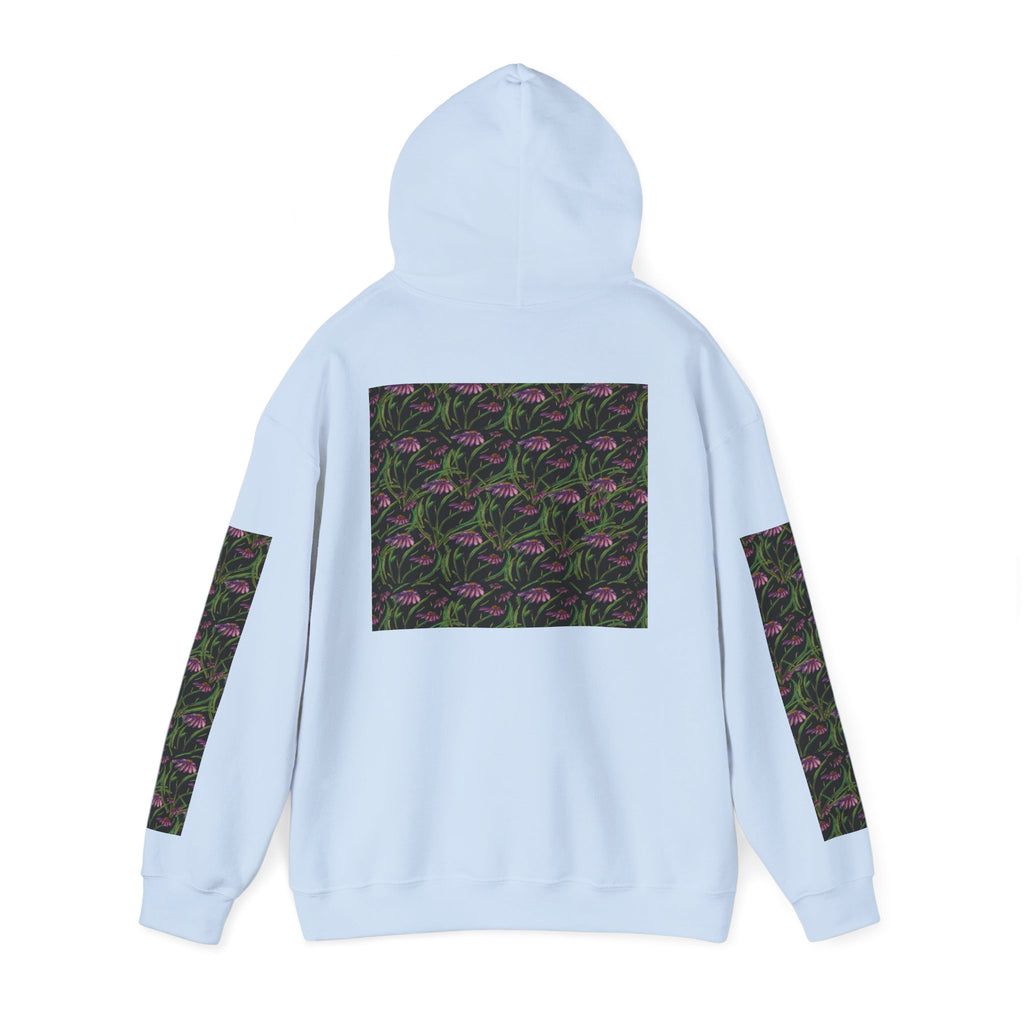 Floral Nightshade Pattern Hoodie — Dark Purple Botanical Print Sweatshirt