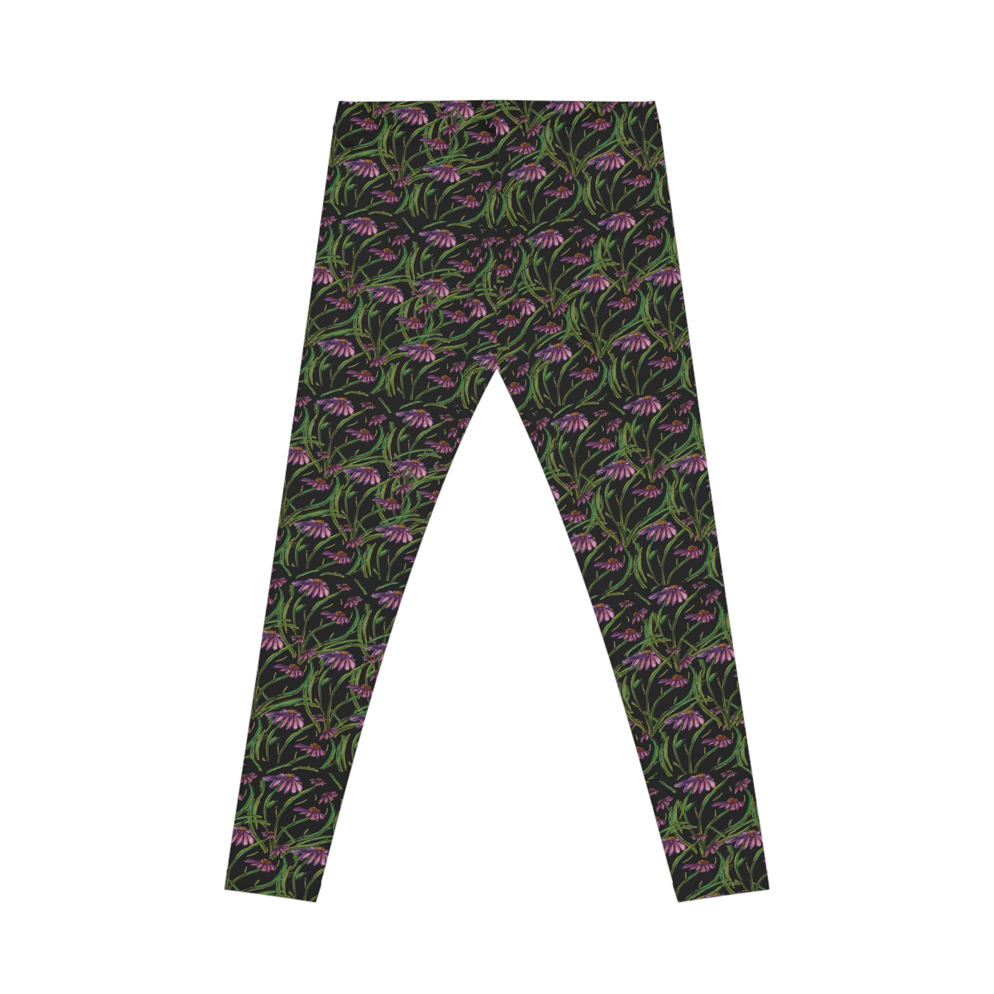 Floral Vine All-Over Print Leggings — Pink Wildflower Botanical Pattern