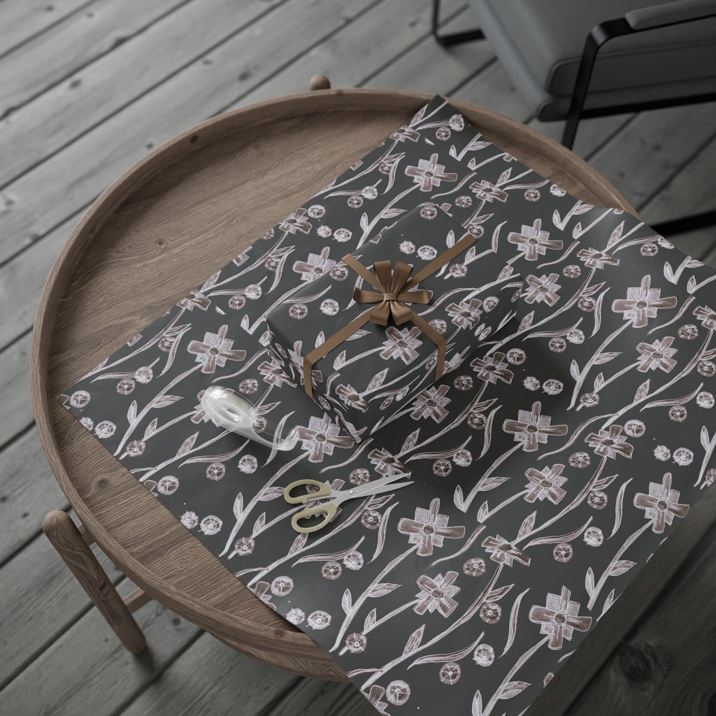 Floral Chalkboard Wrapping Paper – Elegant Hand-Drawn Blossom Gift Wrap