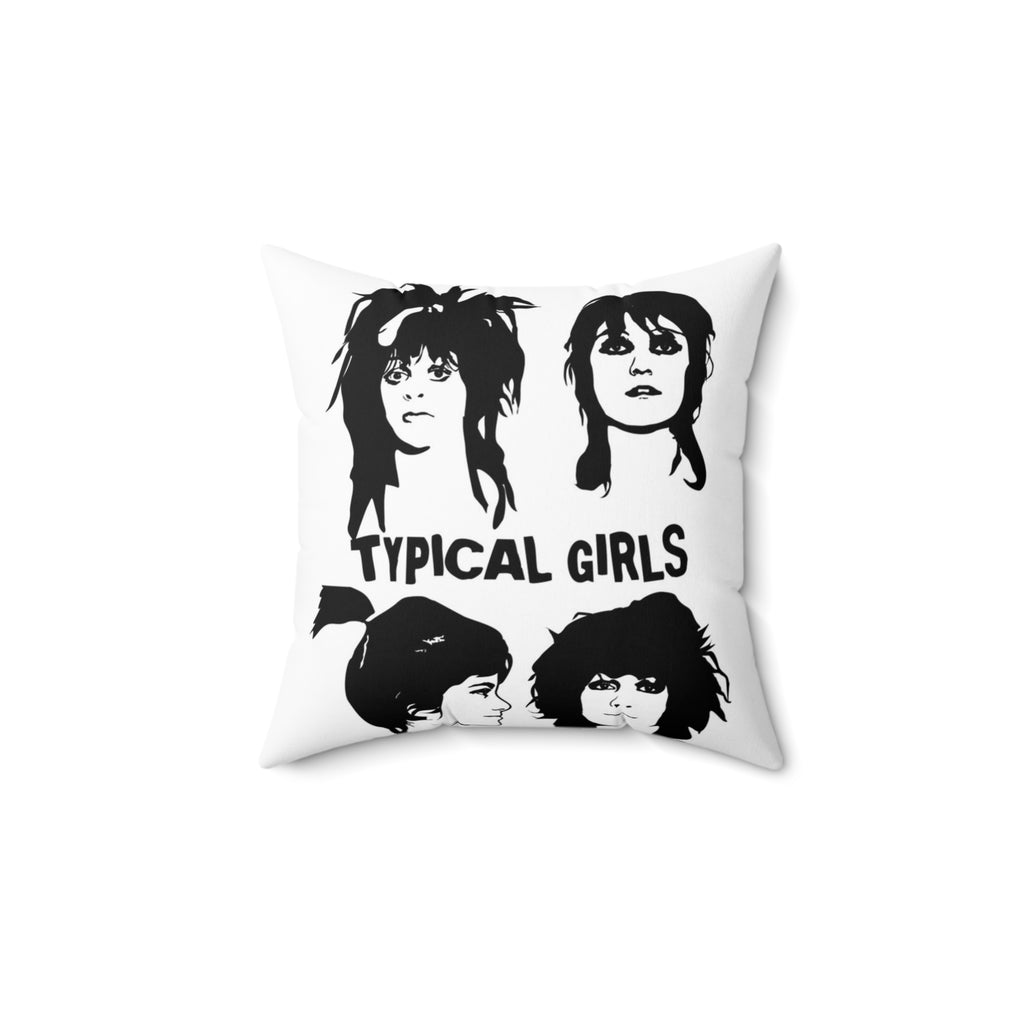 Typical Girls Band Art Pillow — Retro Punk Rock Decorative Throw Pillow