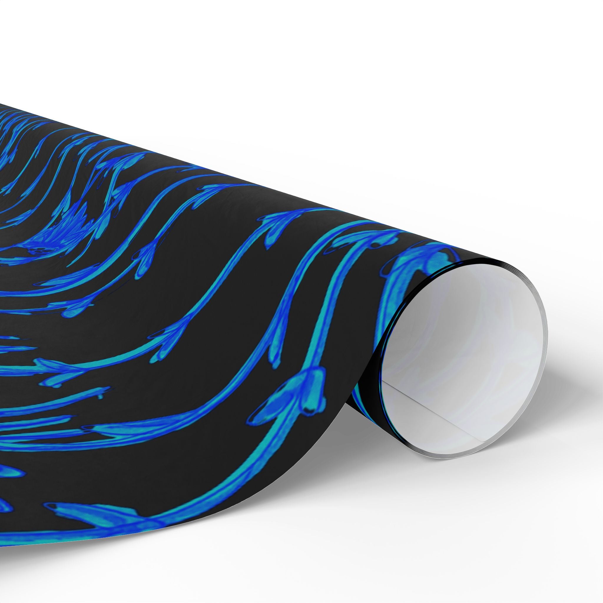 Blue Floral Wrapping Paper Roll — Midnight Botanical Gift Wrap