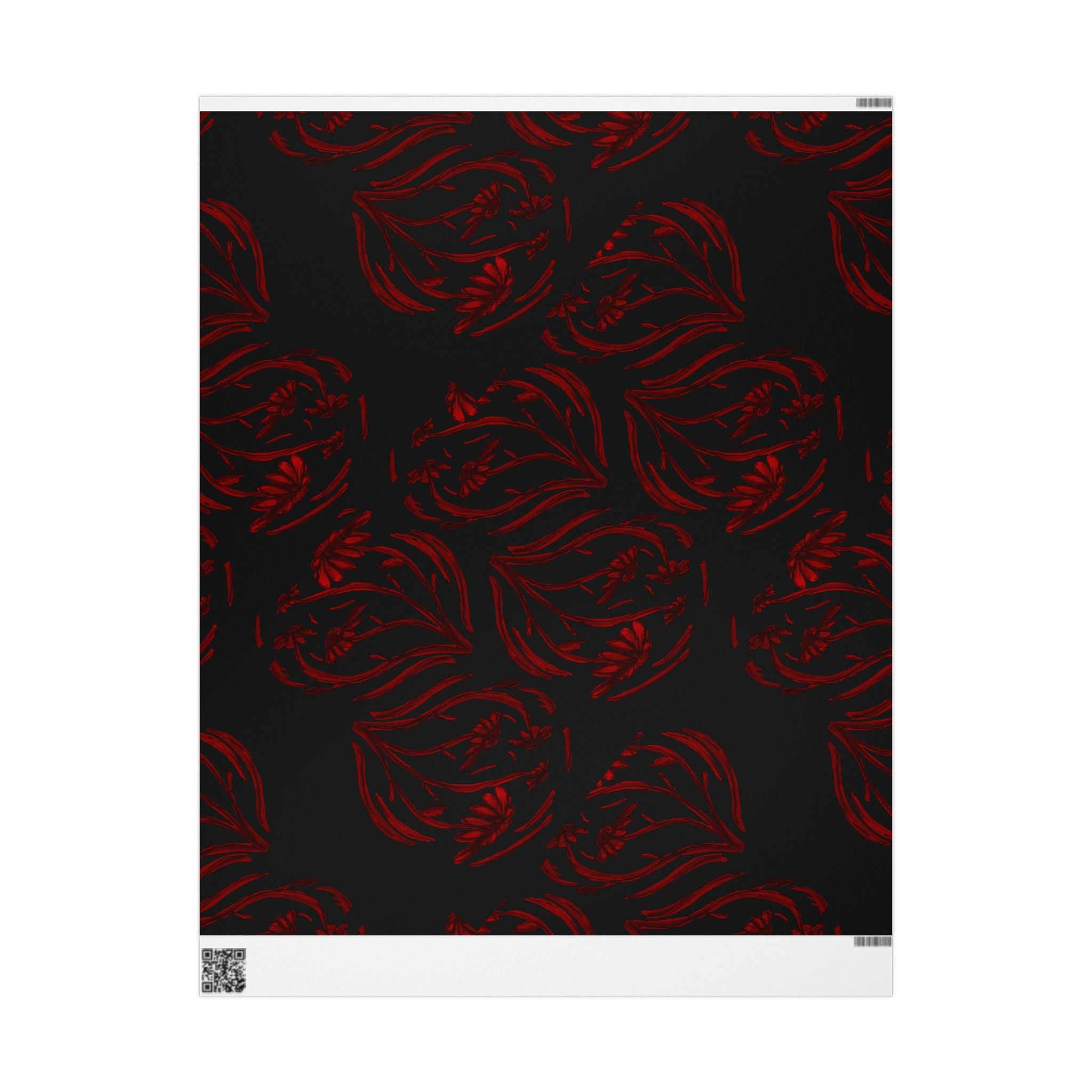 Dark Red Floral Wrapping Paper – Elegant Rose Pattern Gift Wrap