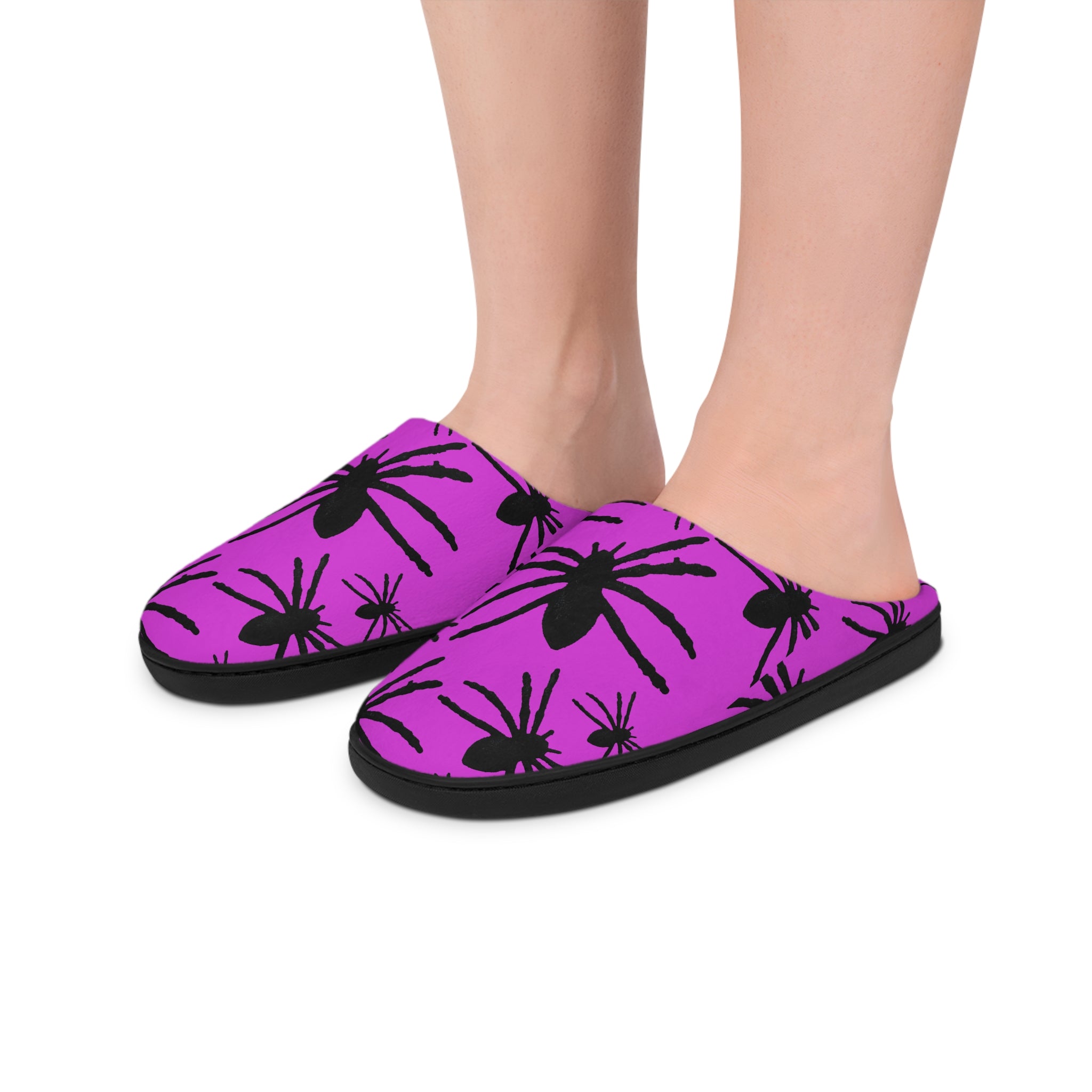 Spider Pattern Men's Indoor Slippers — Purple Halloween Cozy House Shoes