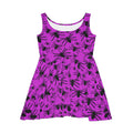 Purple Floral Skater Dress — Black Daisy Print Women's AOP Dress